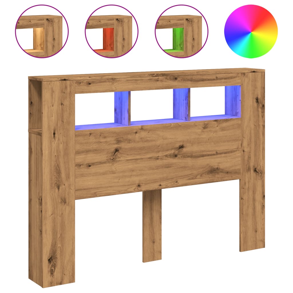 Sengegavl Med Led Artisan Eik 140X18,5X103,5 Cm Konstruert Tre