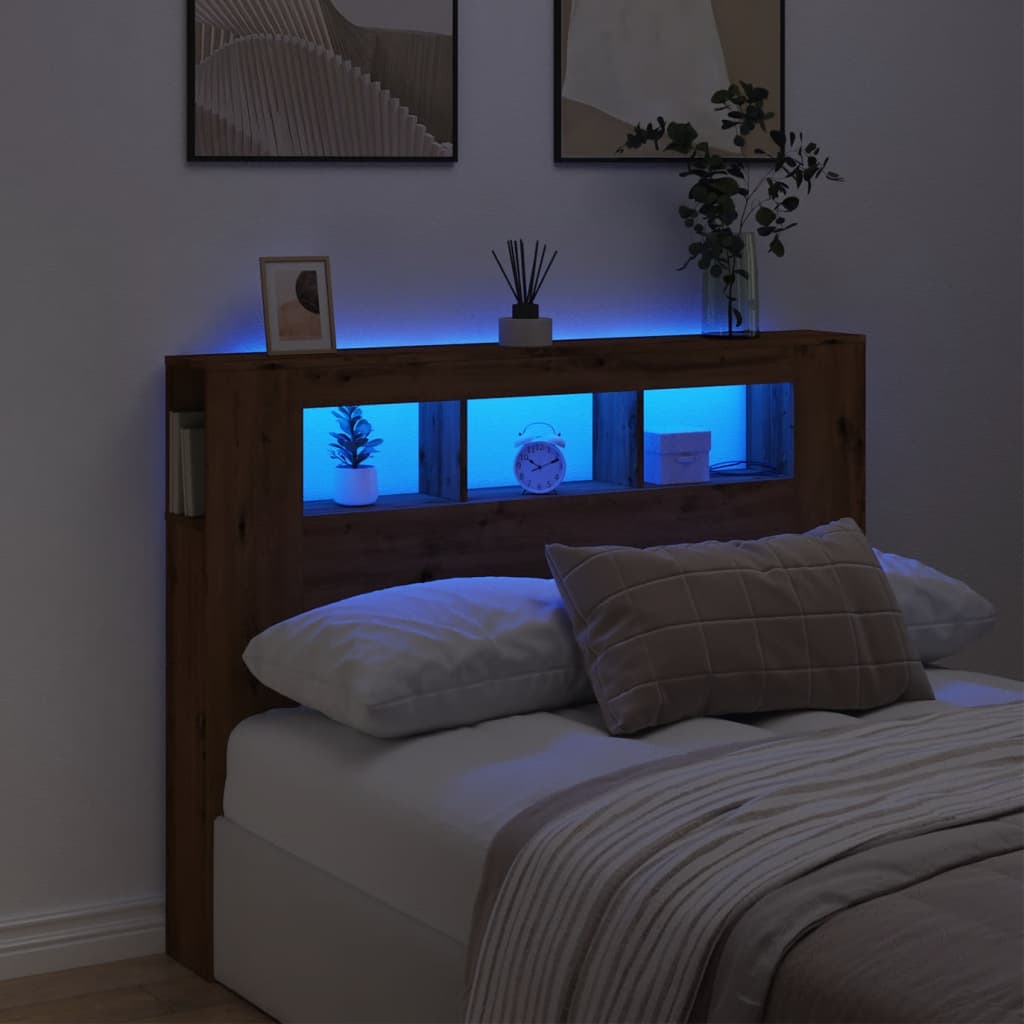 Sengegavl Med Led Artisan Eik 140X18,5X103,5 Cm Konstruert Tre
