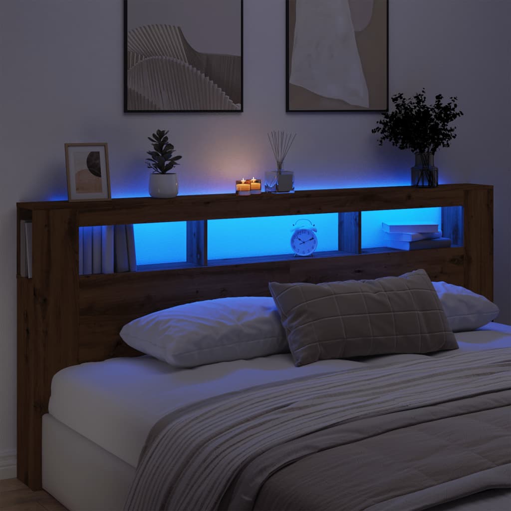 Sengegavl Med Led Artisan Eik 220X18,5X103,5 Cm Konstruert Tre