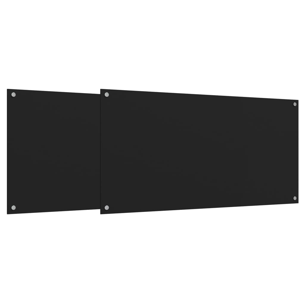 Kjøkkenplater 2 stk svart 80x60 cm herdet glass