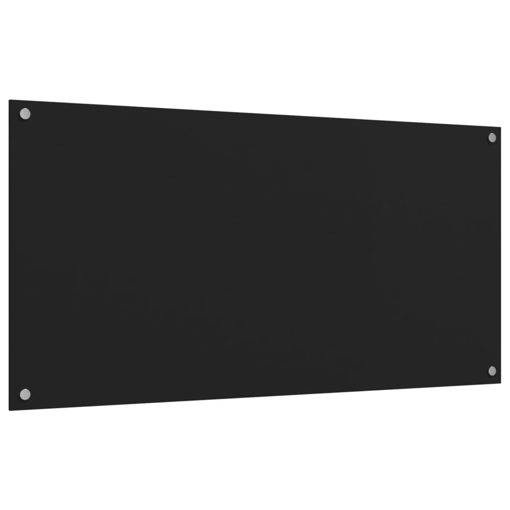 Kjøkkenplater 2 stk svart 80x60 cm herdet glass