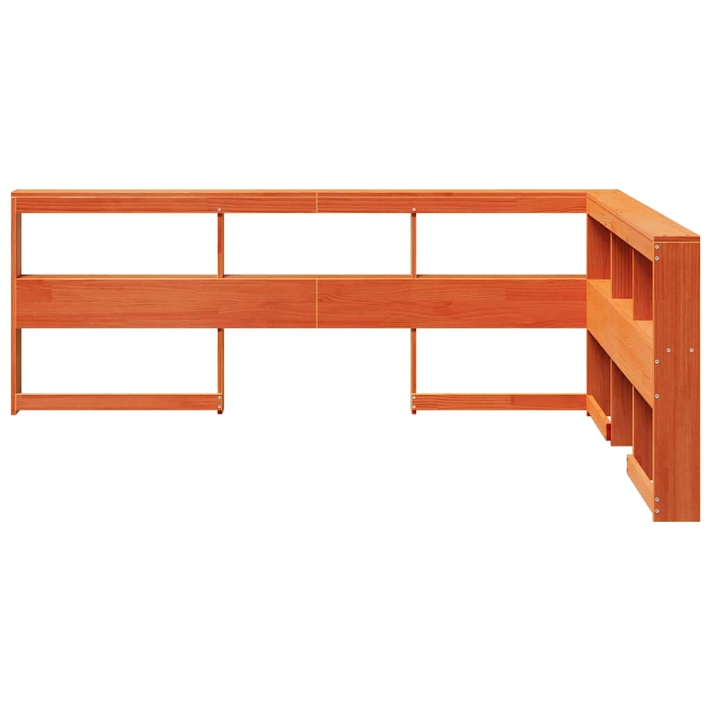 Bokhylle Sengegavl L-Formet Voksbrun 140 Cm Heltre Furu