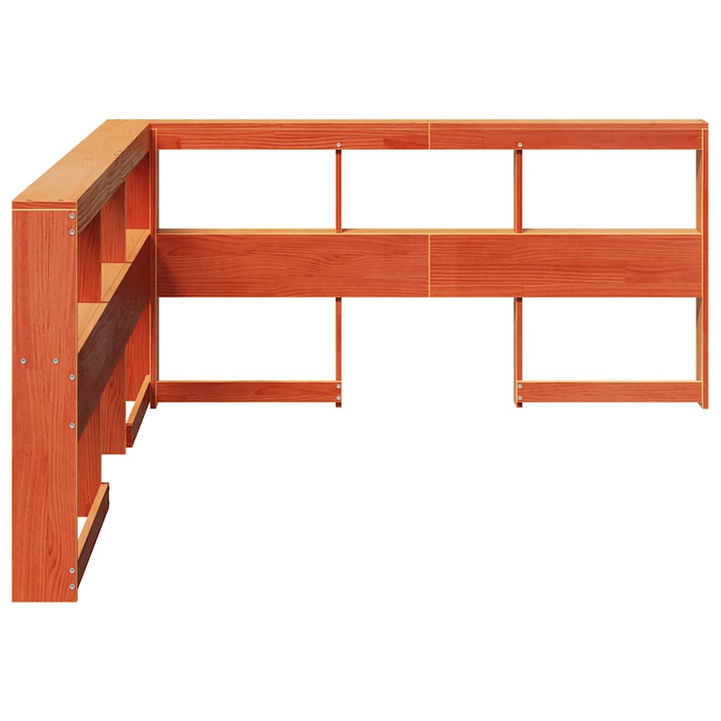 Bokhylle Sengegavl L-Formet Voksbrun 140 Cm Heltre Furu