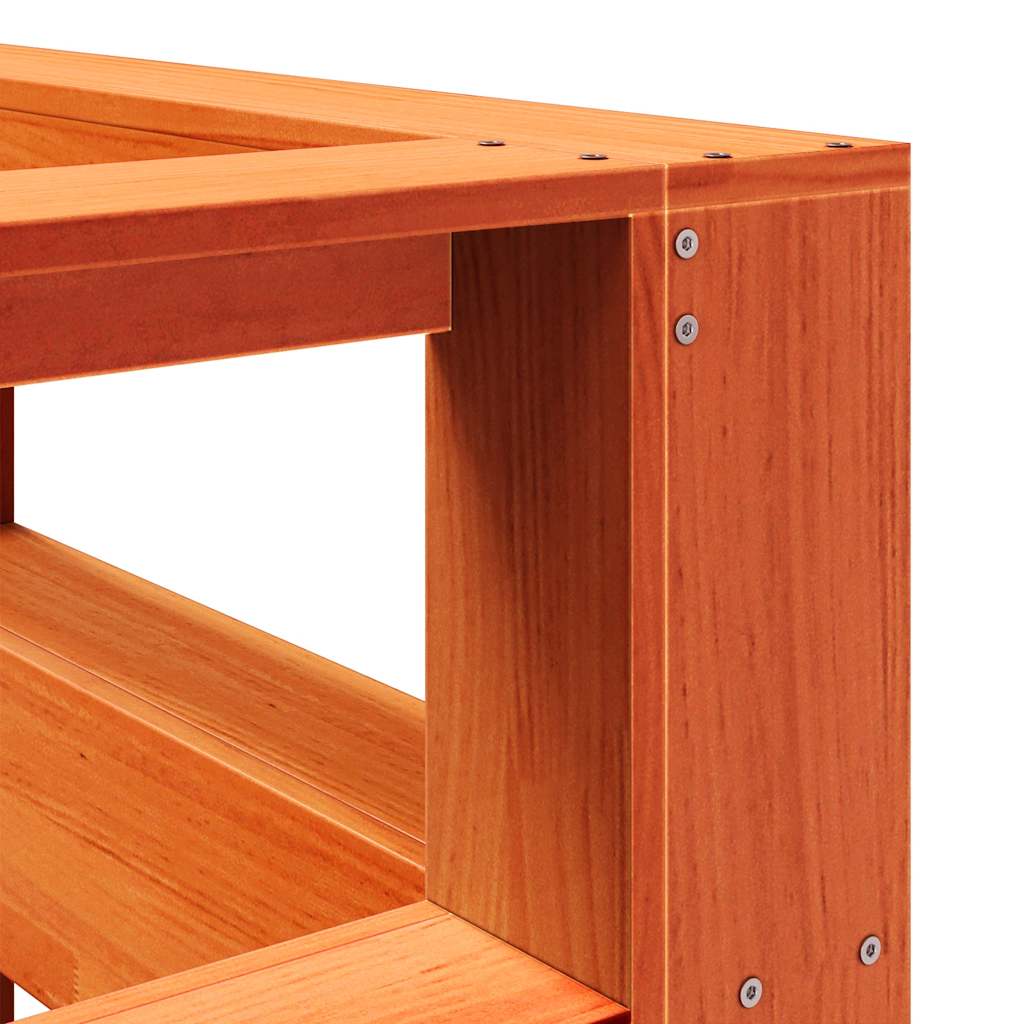 Bokhylle Sengegavl L-Formet Voksbrun 140 Cm Heltre Furu