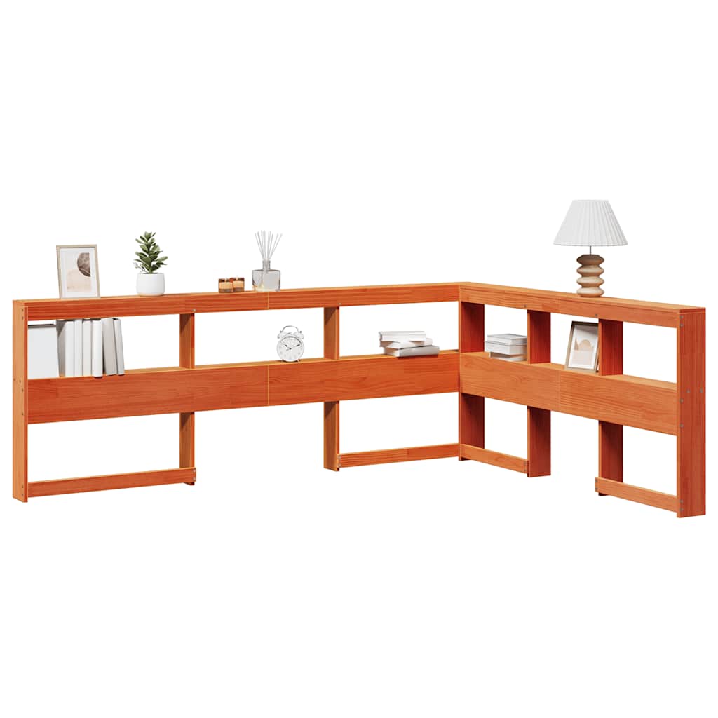 Bokhylle Sengegavl L-Formet Voksbrun 140 Cm Heltre Furu