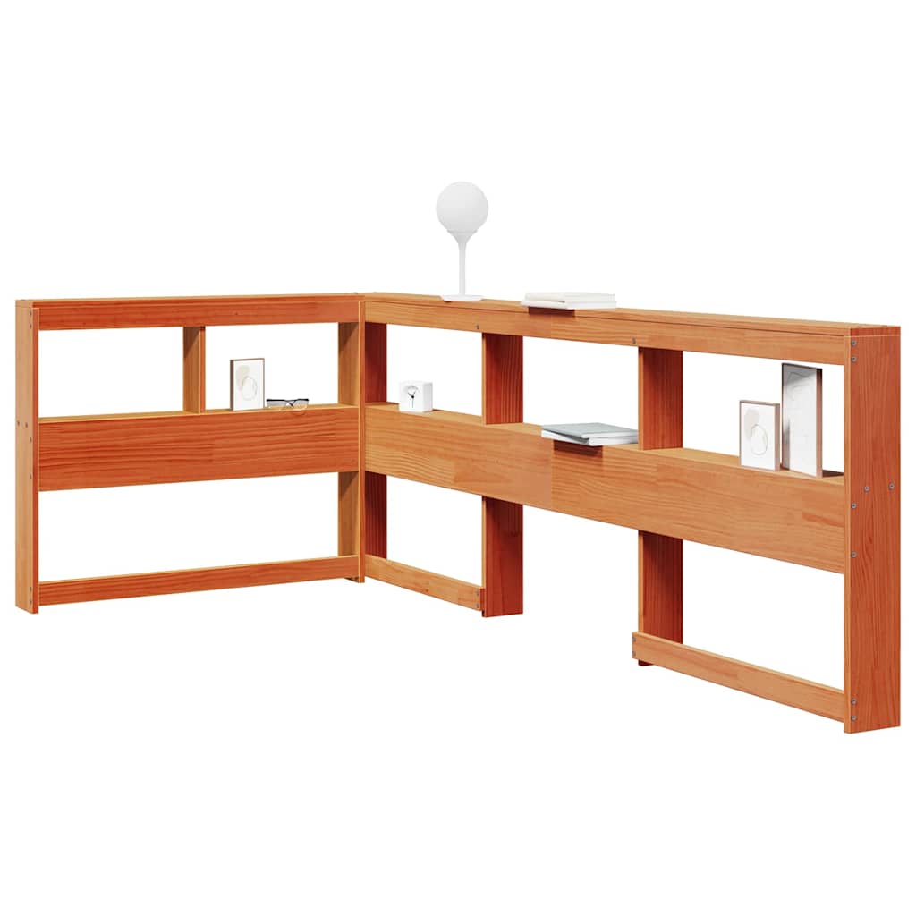 Bokhylle Sengegavl L-Formet Voksbrun 75 Cm Heltre Furu
