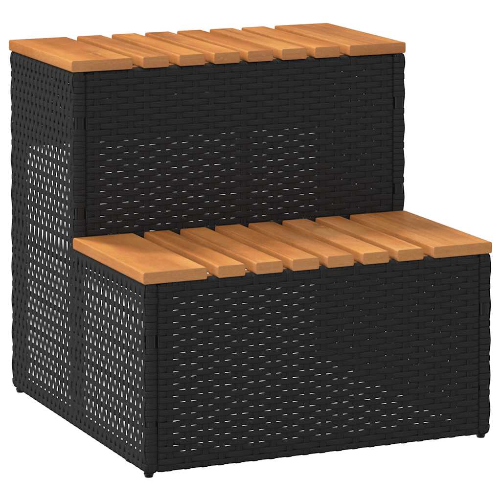 Badestamp trinn svart 50x50x50,5 cm polyrotting&heltre akasie
