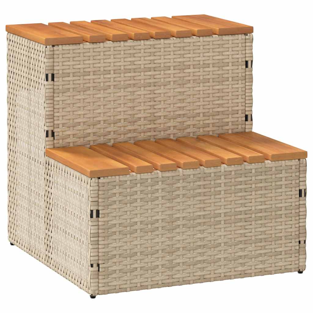Badestamp trinn beige 50x50x50,5 cm polyrotting&heltre akasie
