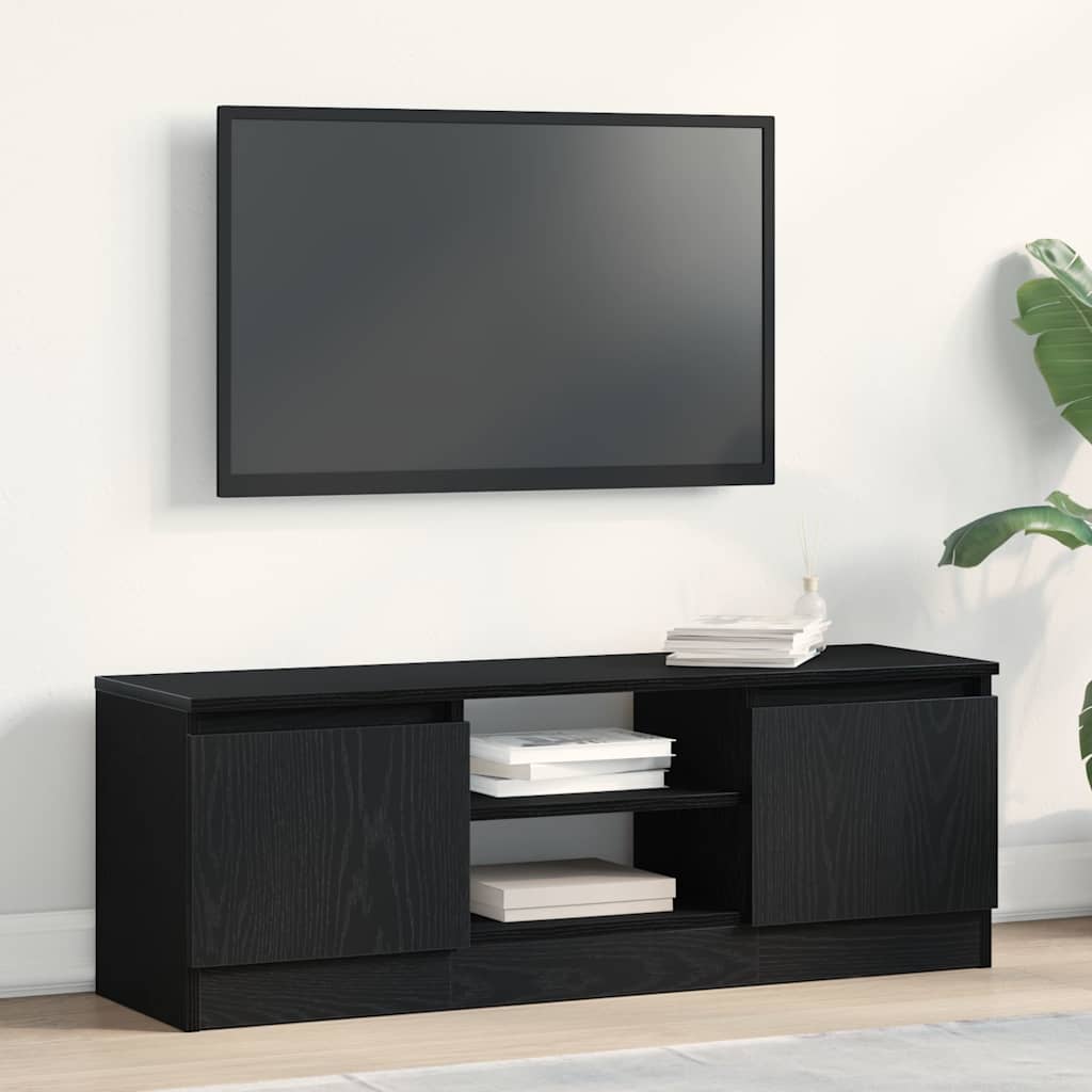 TV-benk svart eik 102x30x36 cm konstruert tre