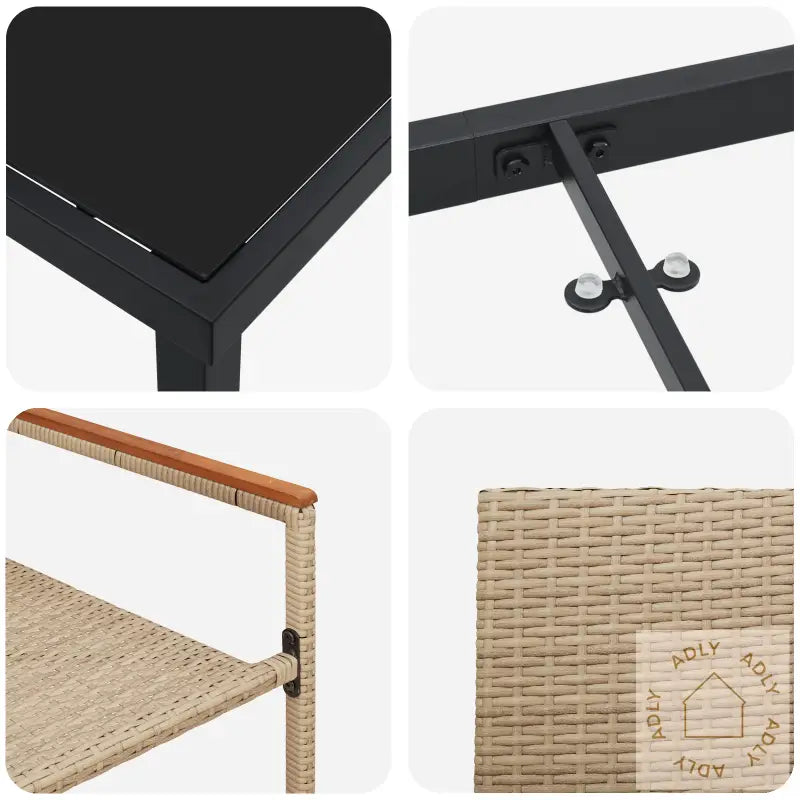9-Delt Hage Spisestue Sett Beige Poly Rattan
