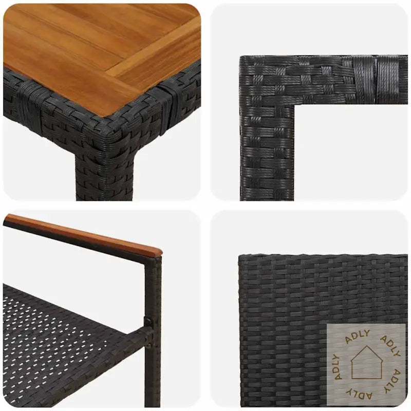 9-Delt Hage Spisestue Svart Poly Rattan