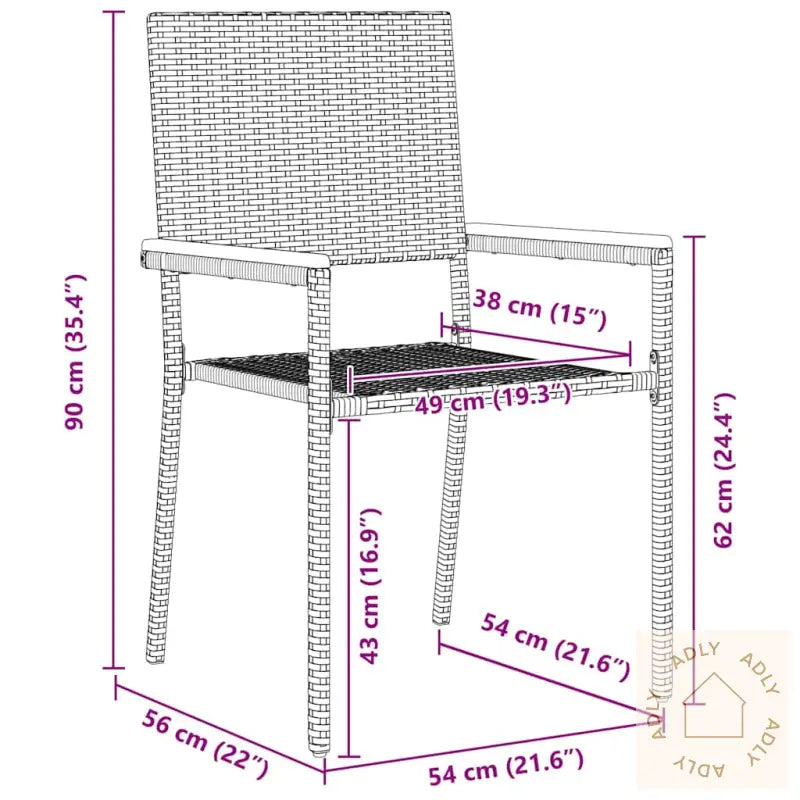 9-Delt Hage Spisestue Svart Poly Rattan