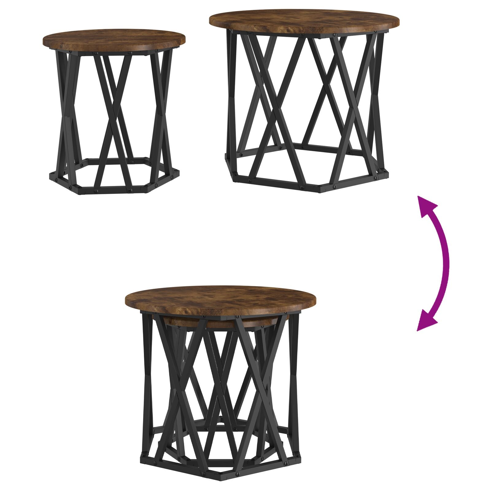 Nesting Sidebord 2 stk Røkt Eikefinér