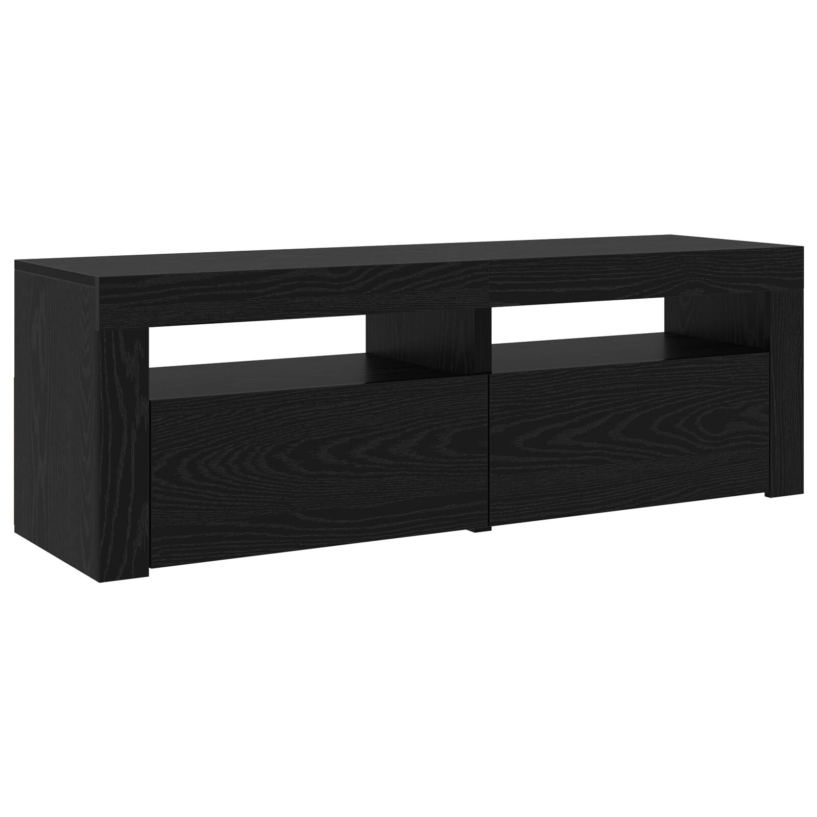 TV skap 2 stk med LED lys svart eik konstruert tre, vidaXL TV skap med LED svart eik 120x35x40 cm konstruert tre