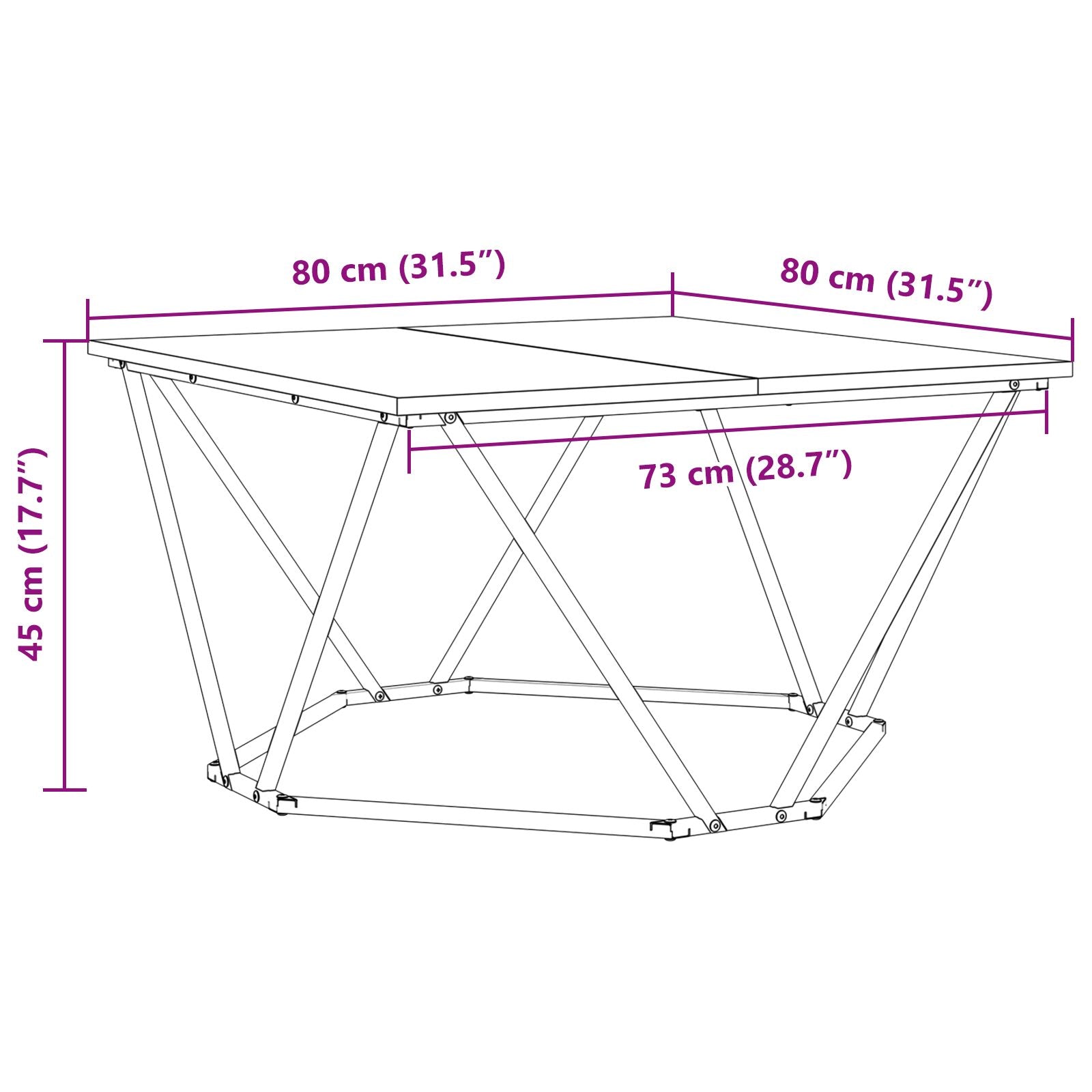 Kaffebord Svart Eik 80x80x45 cm Ingeniørtre