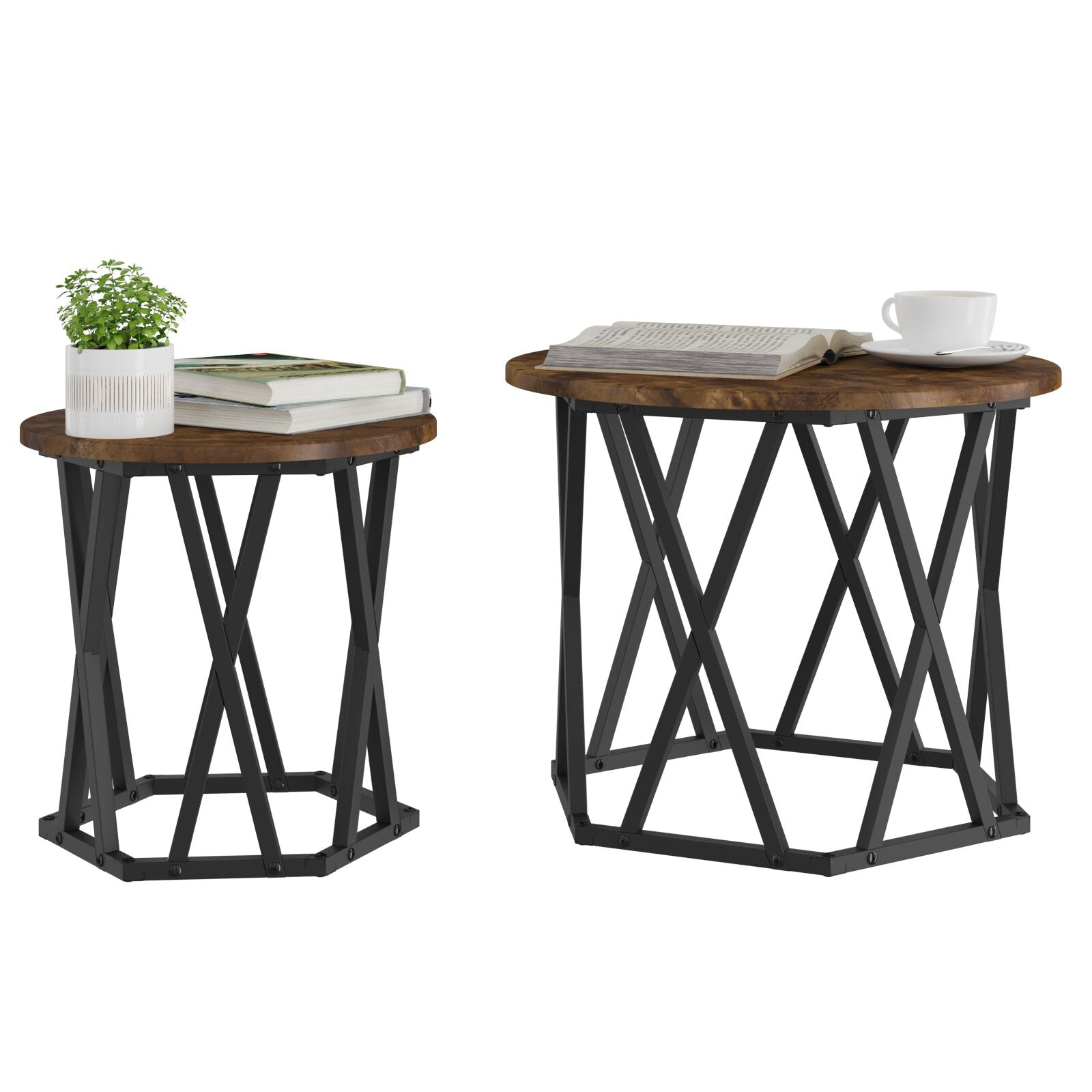 Nesting Sidebord 2 stk Røkt Eikefinér