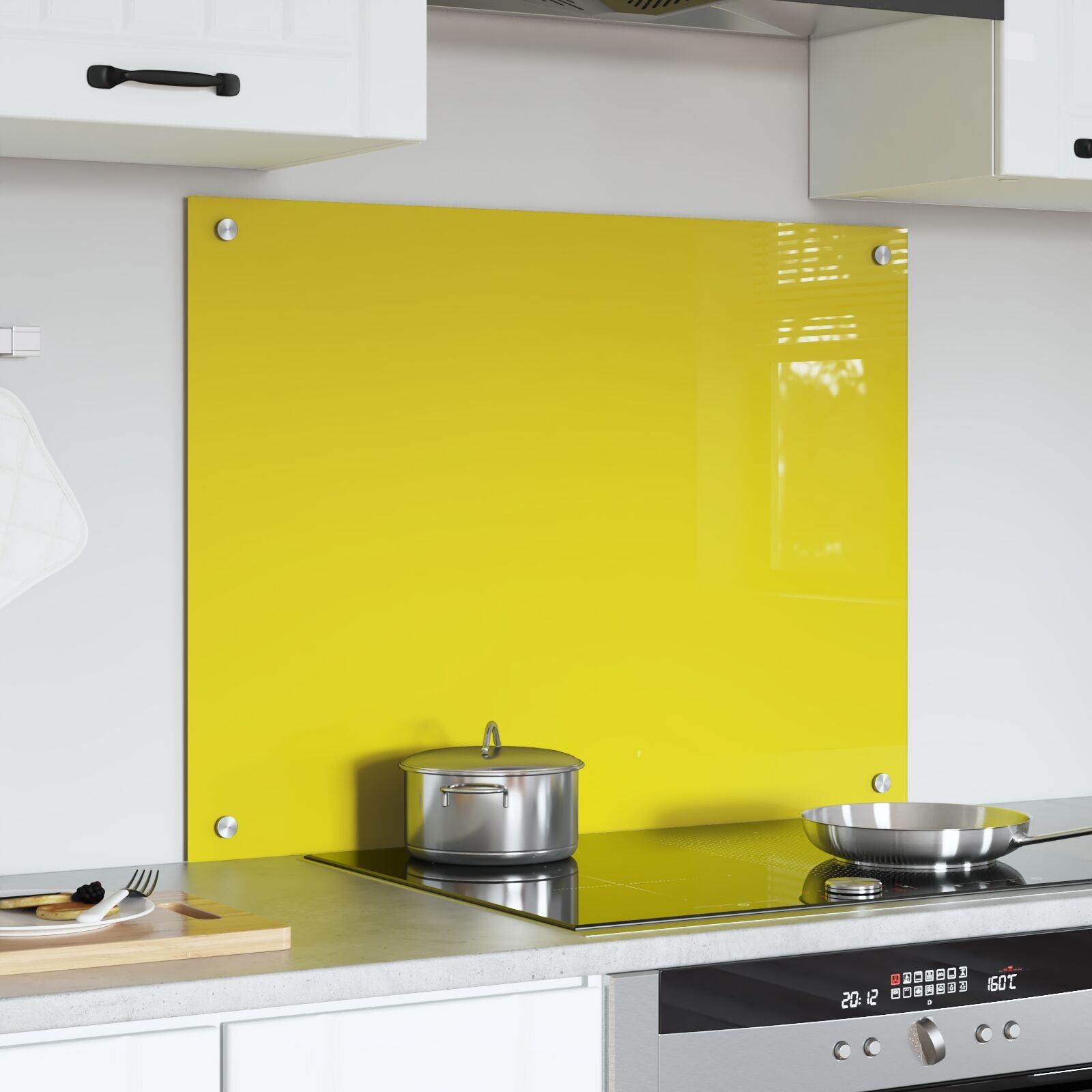 Kjøkken Backsplash Gul 80x60x0,6 cm Herdet Glass