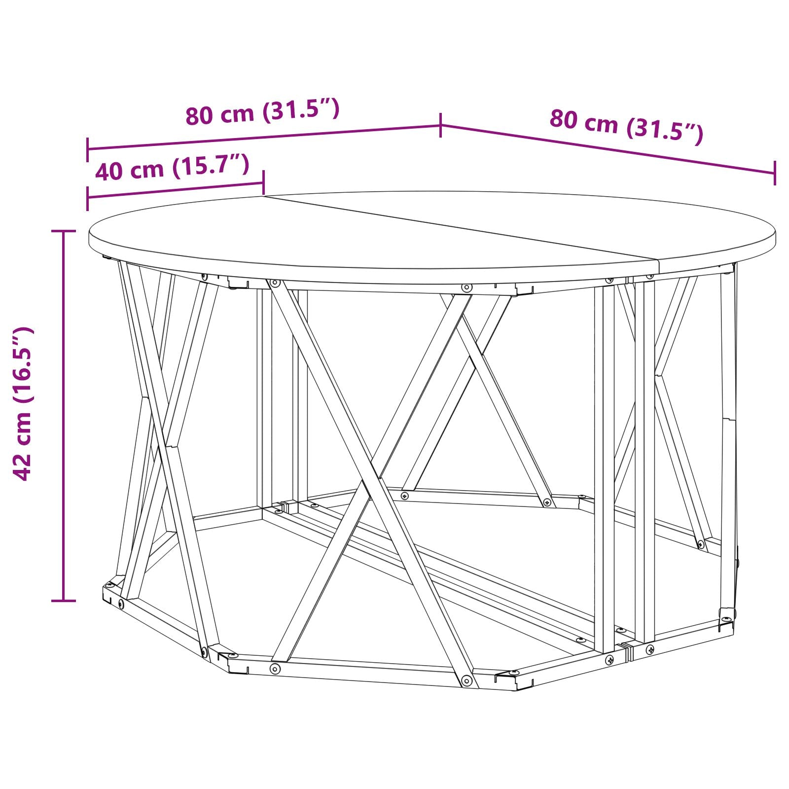 Kaffebord i Artisan Eik 31,5x31,5x16,5 tommer Laget av Engineering Tre