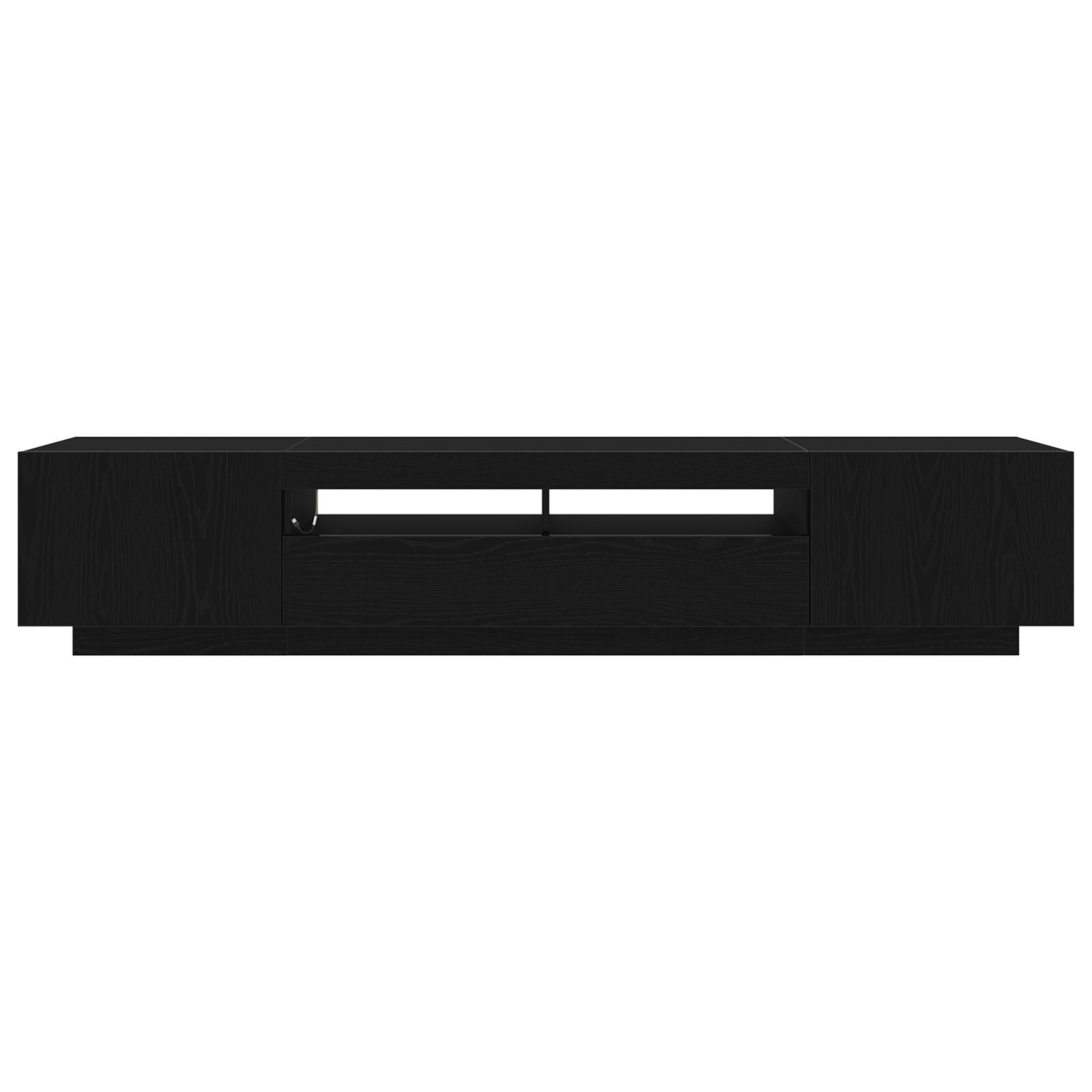 TV-benk med LED-lamper - Svart Eik - 200x35x40 cm - Konstruert tre