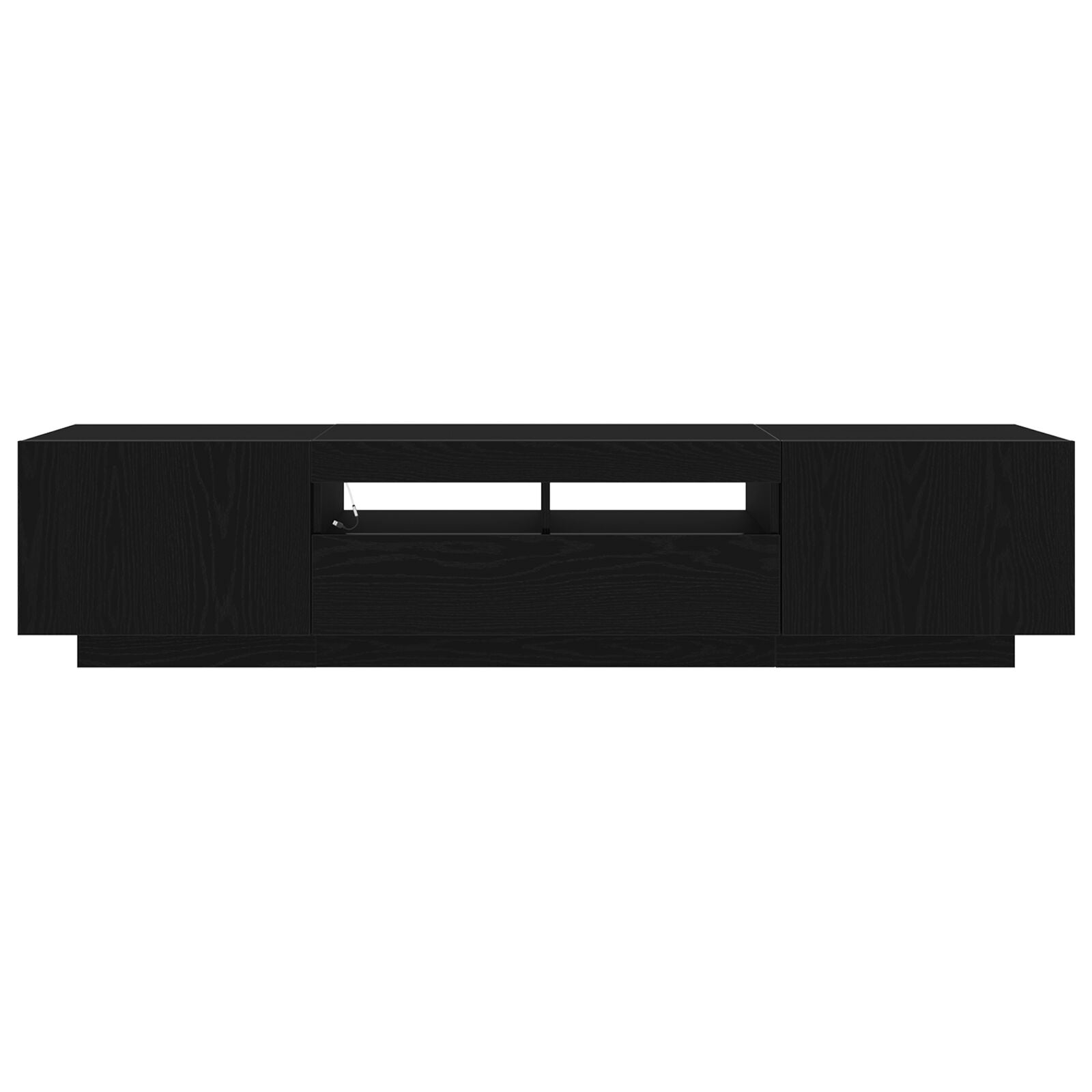 TV-benk med LED-belysning, svart eik, 180x35x40 cm, konstruert tre