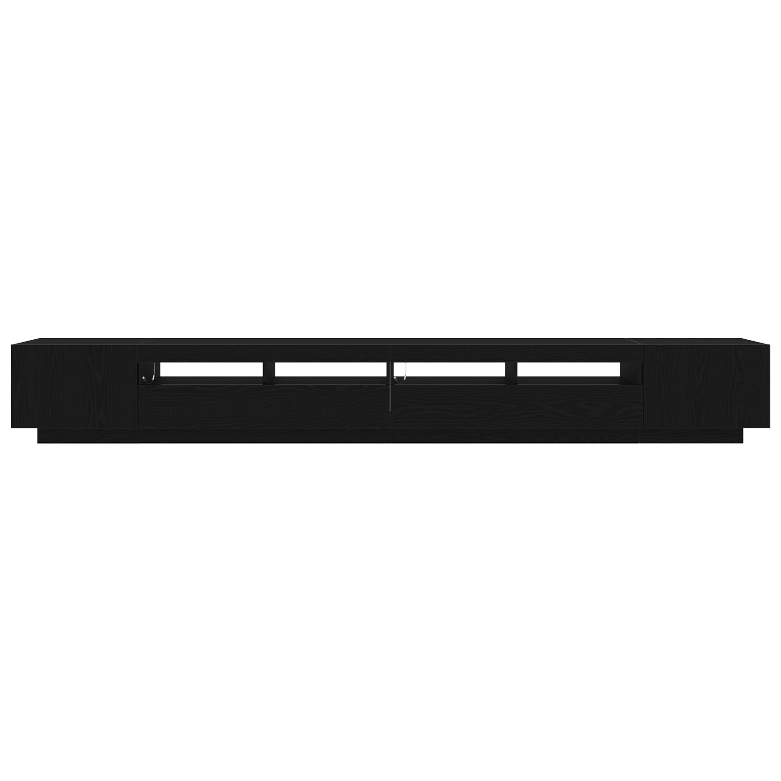 TV-benk med LED-lamper i svart eik 300x35x40 cm laget av konstruert tre