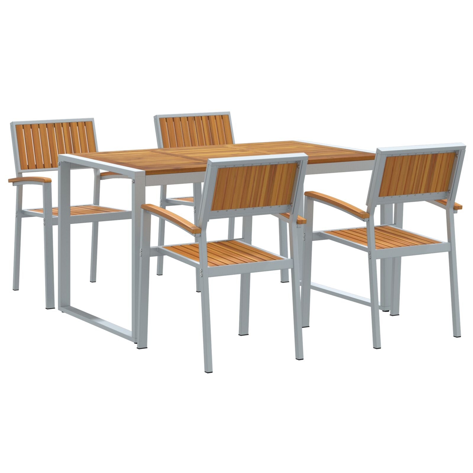 5 Delers Hage Spisegruppe Solid Tre Akasia og Metall
