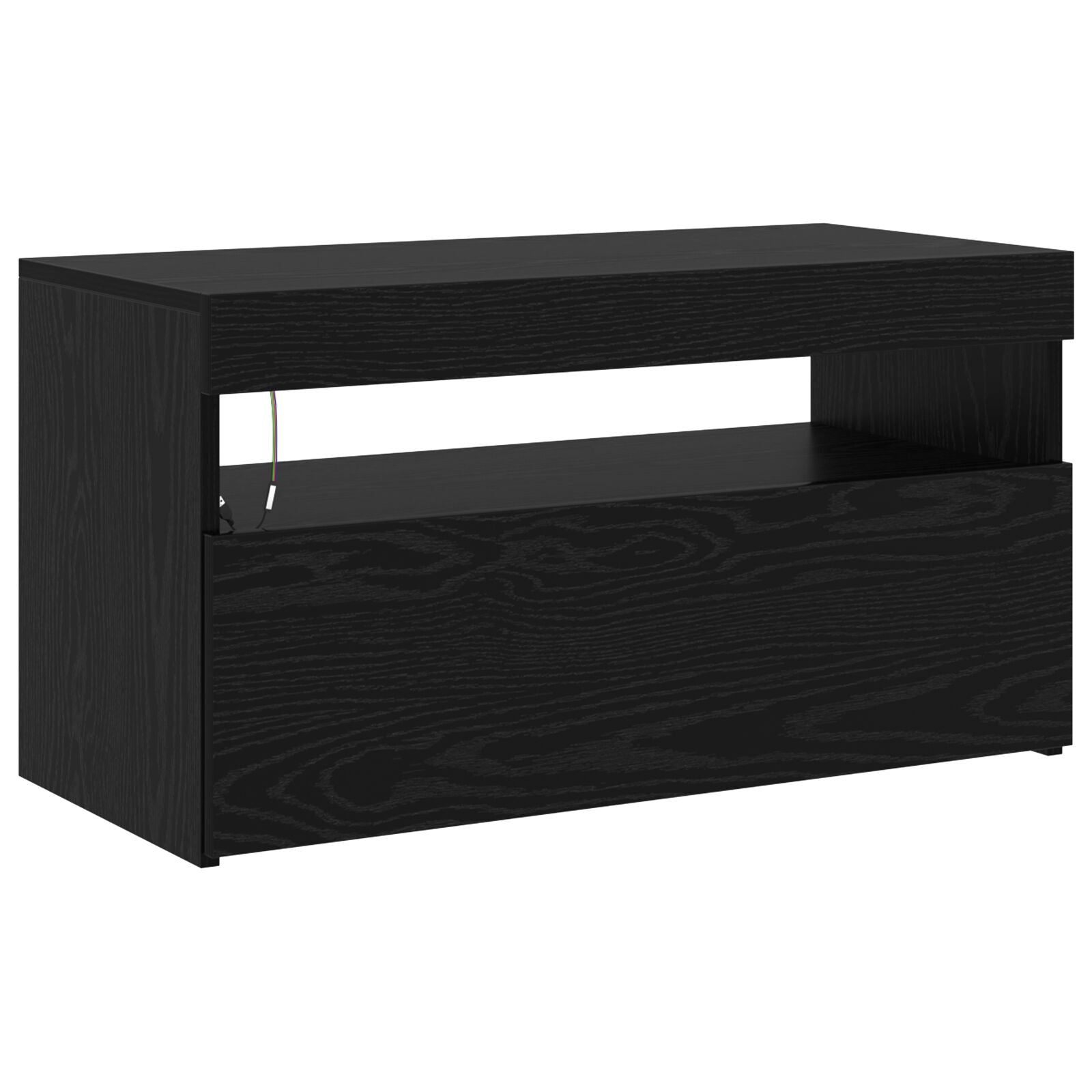 TV-stativer 2 stk med LED-lamper i svart eik og konstruert tre, vidaXL TV-stativ med LED-lamper - Svart eik - 195x35x40 cm - Laget av konstruert tre