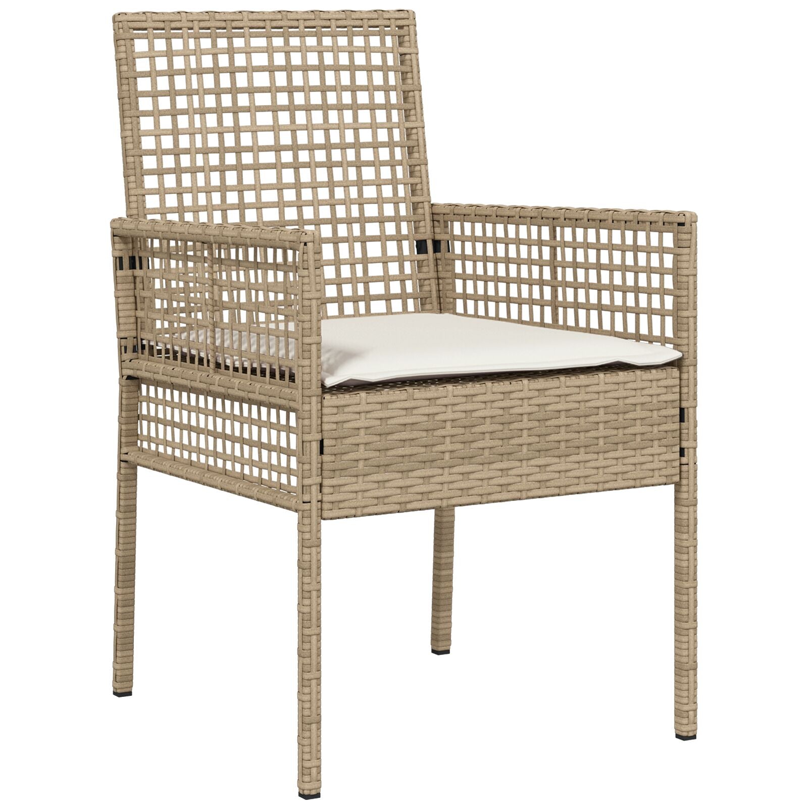 5-Delt Hage Spisebord Set med Puter Beige Poly Rotting