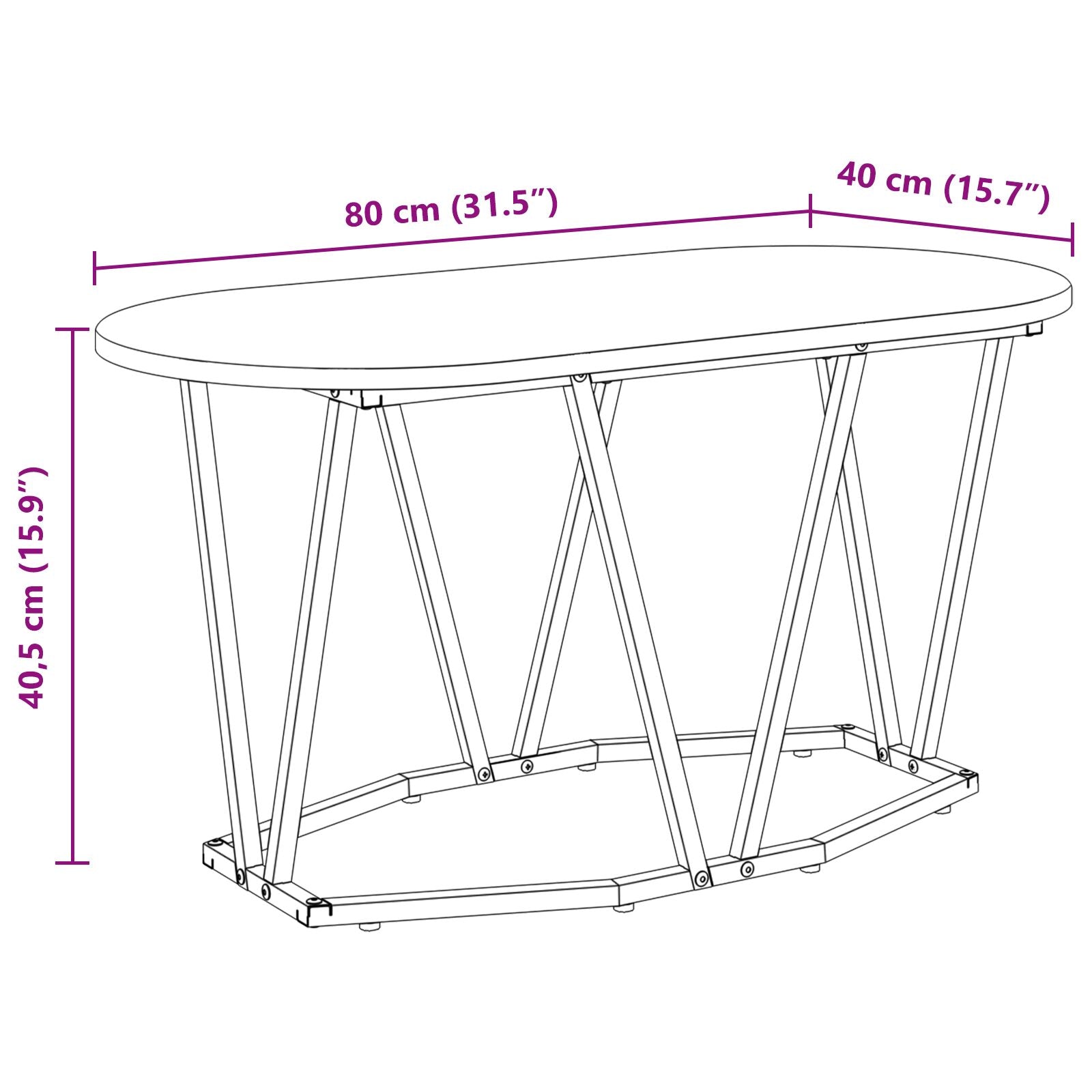 Kaffebord Artisan Eik 80x40x40,5 cm Laget av Tre og Metall