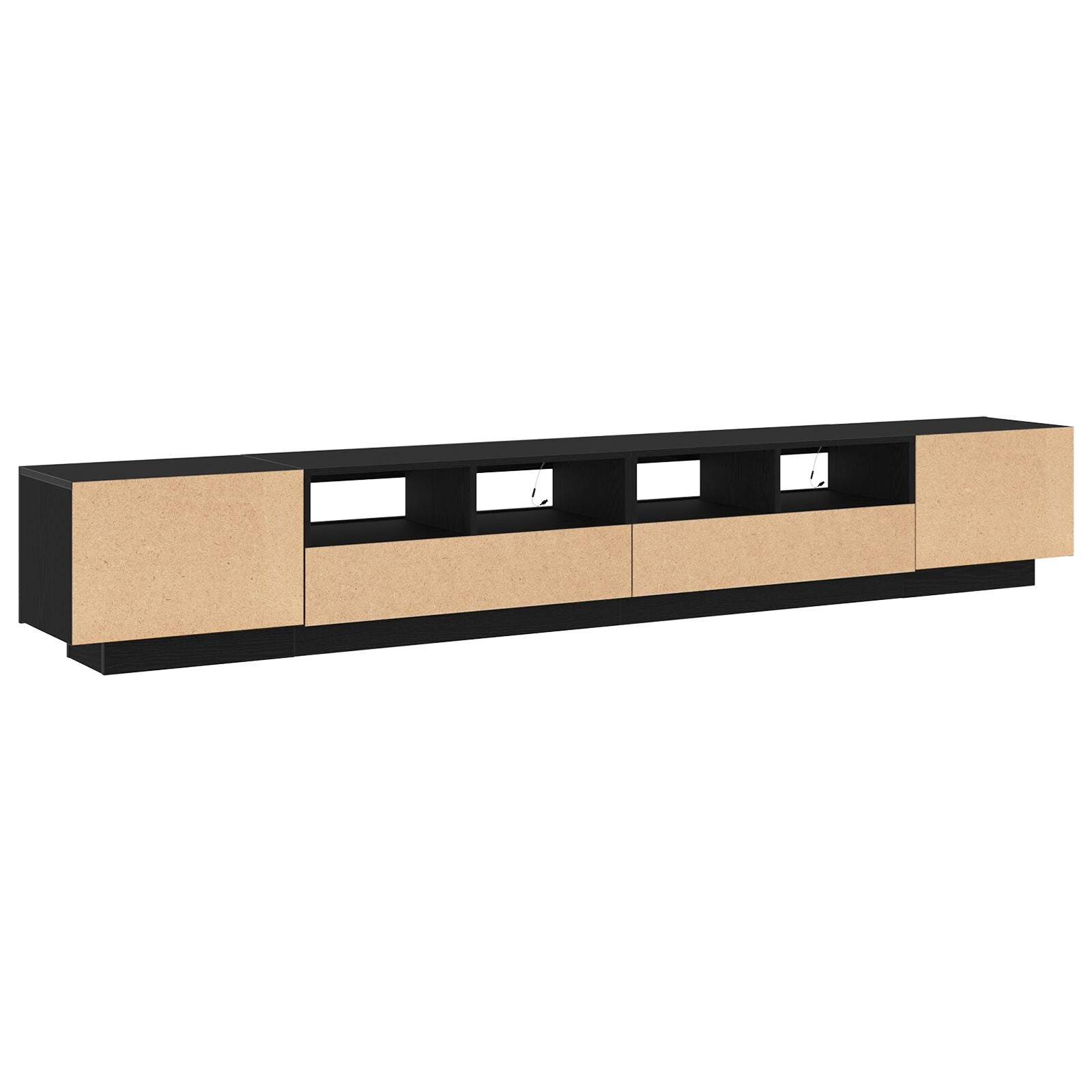 TV-skap med LED-lys i svart eik 260x35x40 cm av konstruert tre