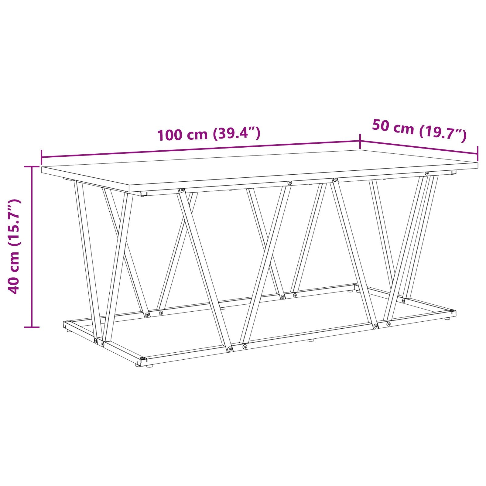 Kaffebord Artisan Eik 100x50x40 cm Ingeniørtre og Metall