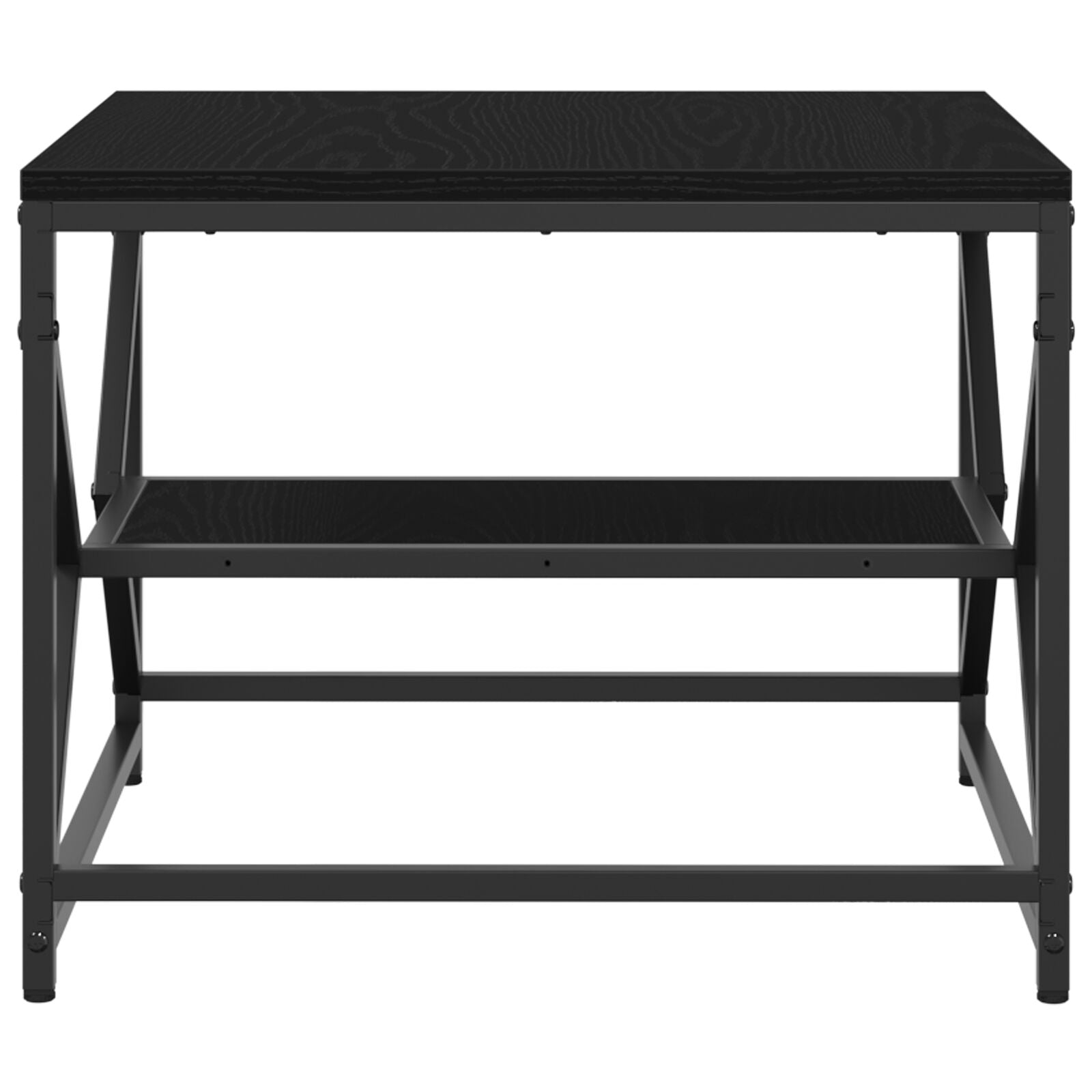 Sort eik kaffebord med hylle, 51x50x40 cm, laget av konstruert tre
