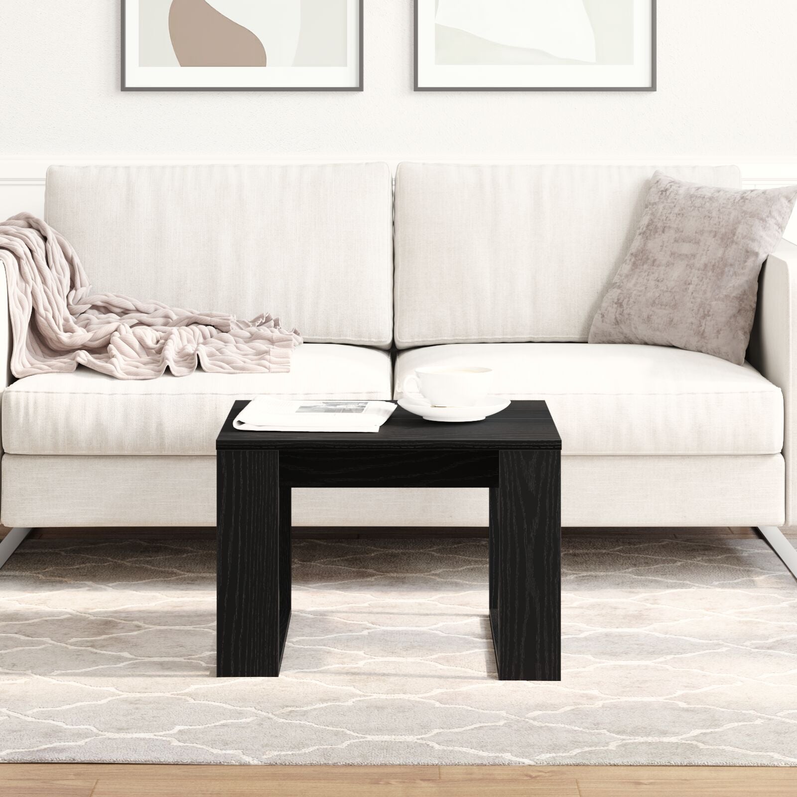 Svart Eik Sidebord - 50x50x35 cm, Laget av Ingeniørt Tre