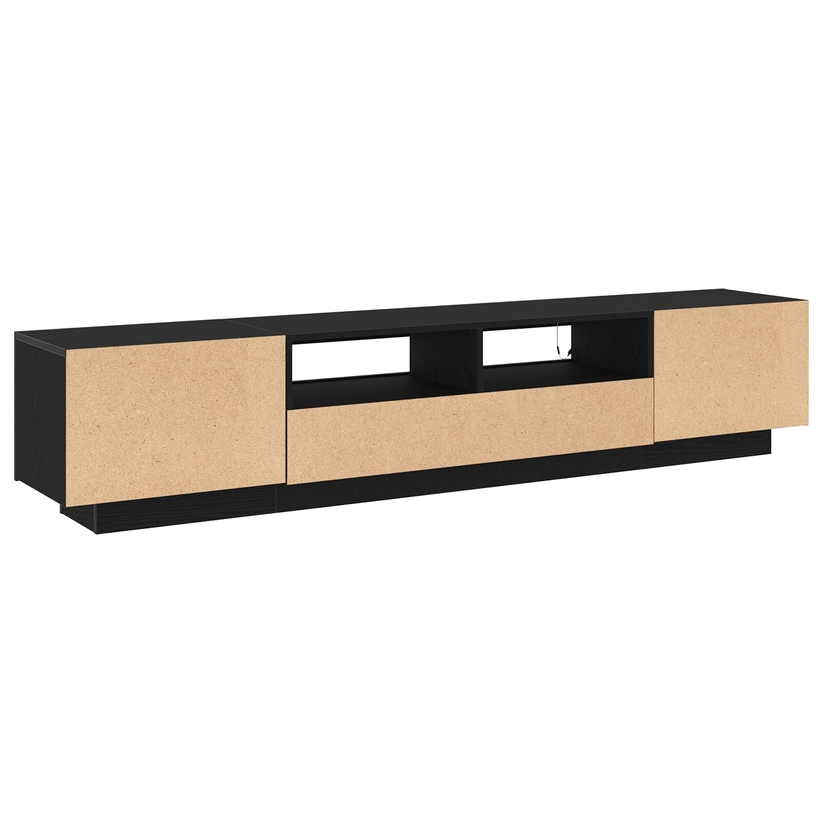 TV-benk med LED-lamper - Svart Eik - 200x35x40 cm - Konstruert tre