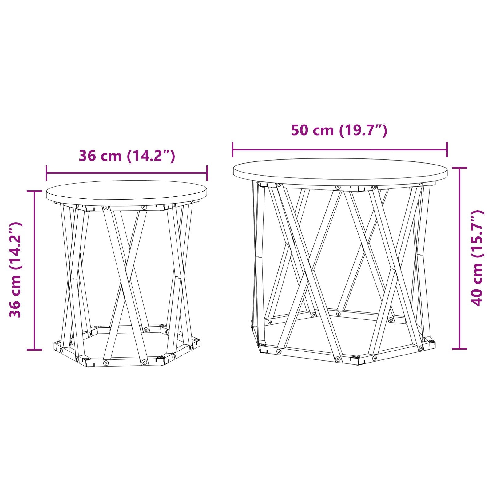 Nesting Sidebord 2 stk Gammelt Tre Ingeniørtre