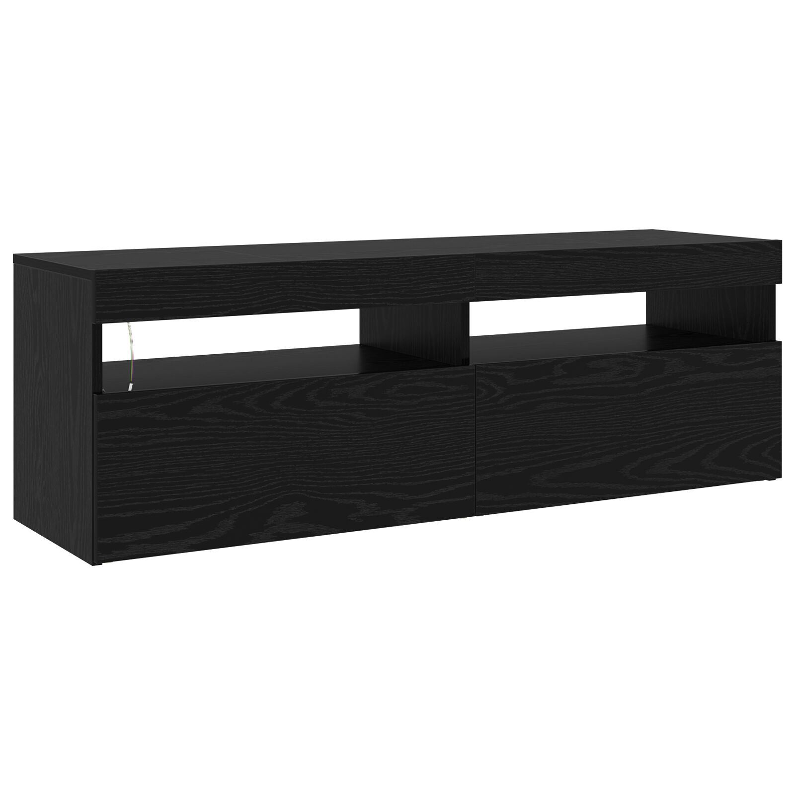 TV skap 2 stk med LED lys svart eik konstruert tre, vidaXL TV skap med LED svart eik 120x35x40 cm konstruert tre