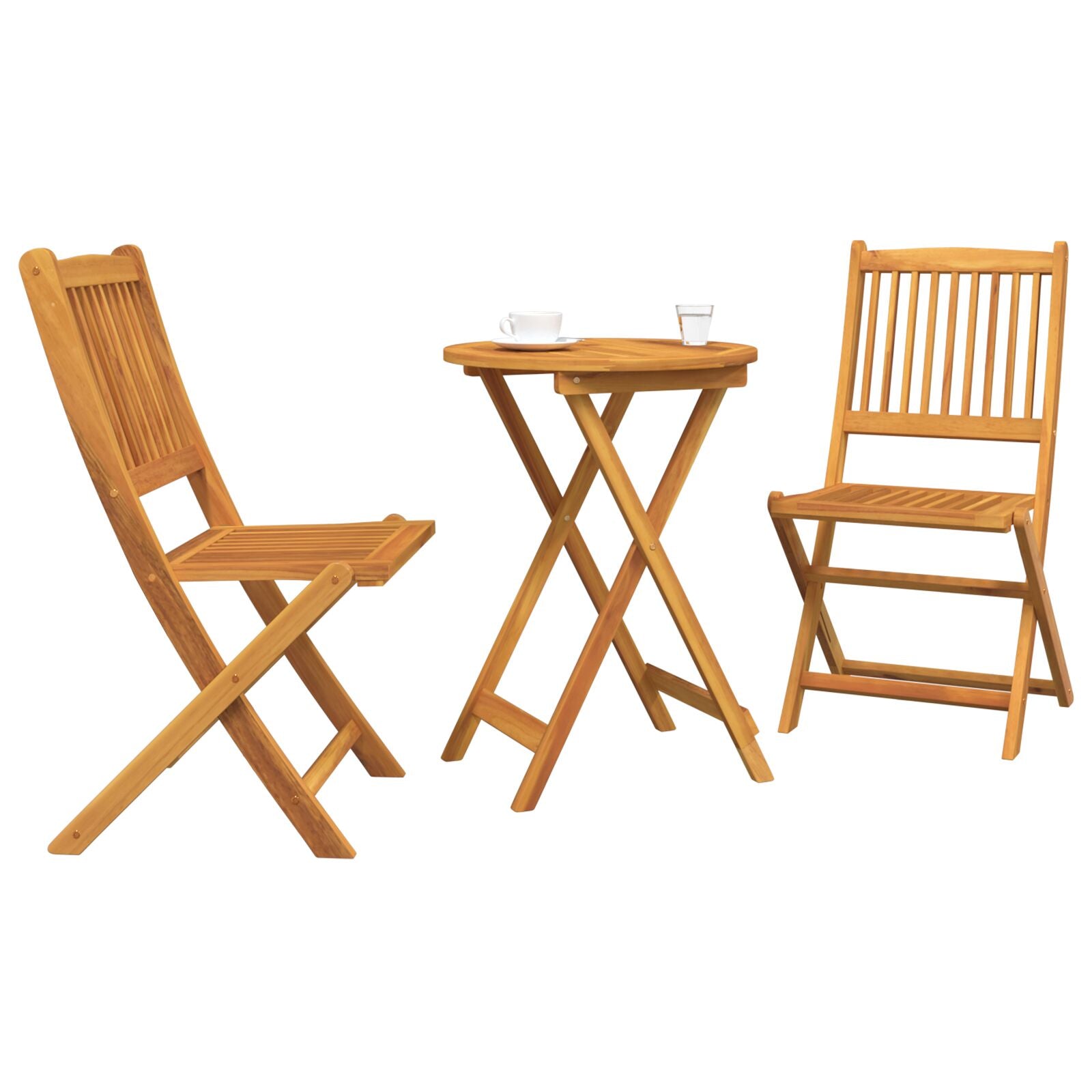 3-delt hage bistrosett i solid akasietre