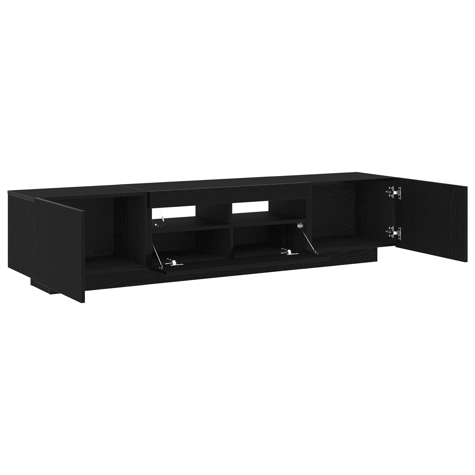 TV-benk med LED-belysning, svart eik, 180x35x40 cm, konstruert tre