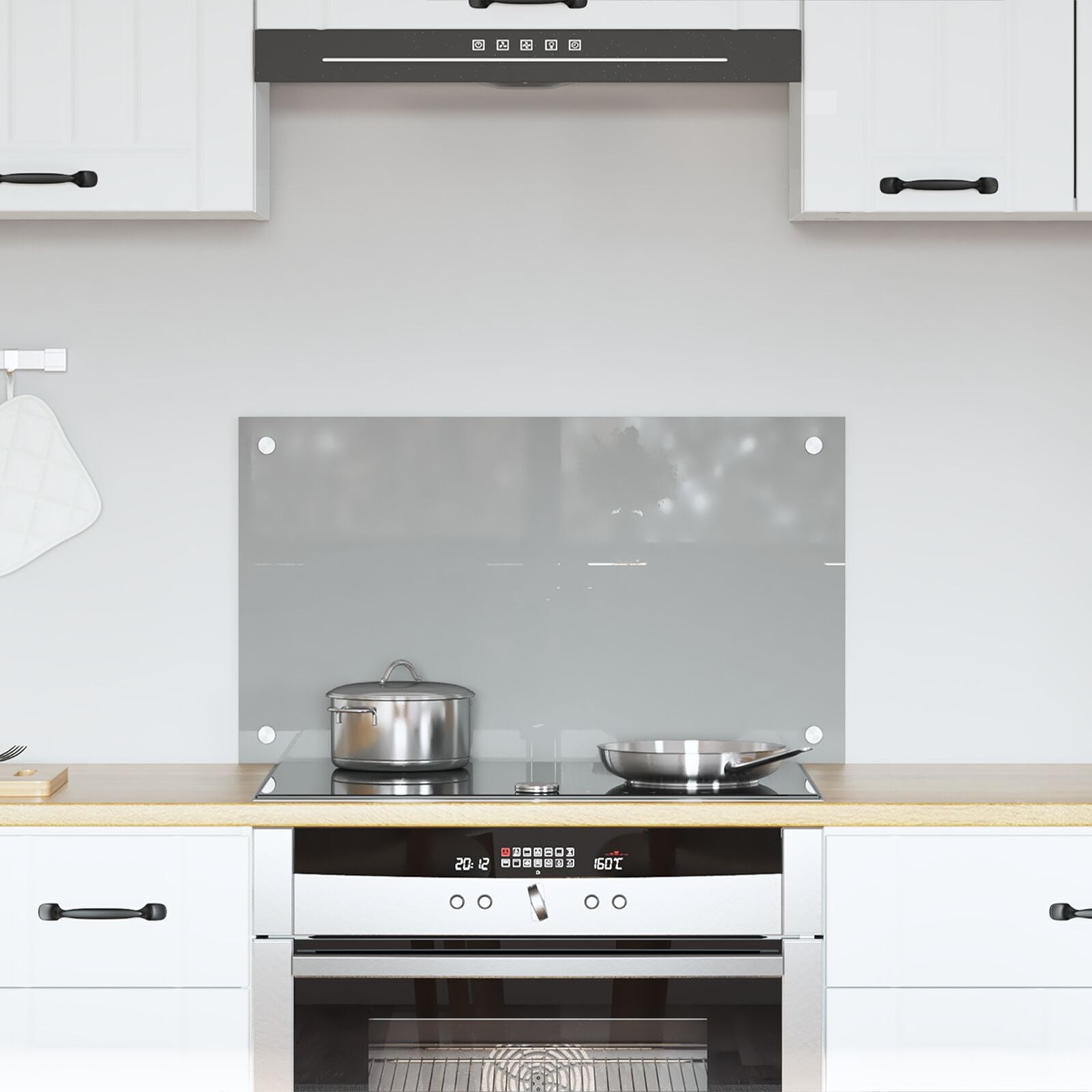 Kjøkken Backsplash Lys Grå 70x40x0,6 cm Herdet Glass