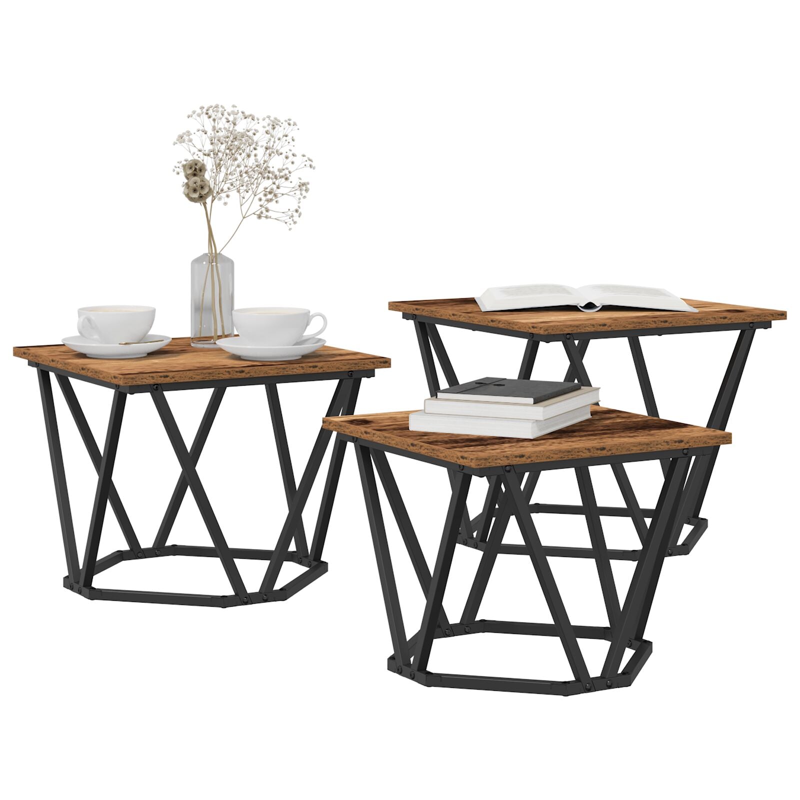 Sidebord 3 stk Gamletre Ingeniørtre