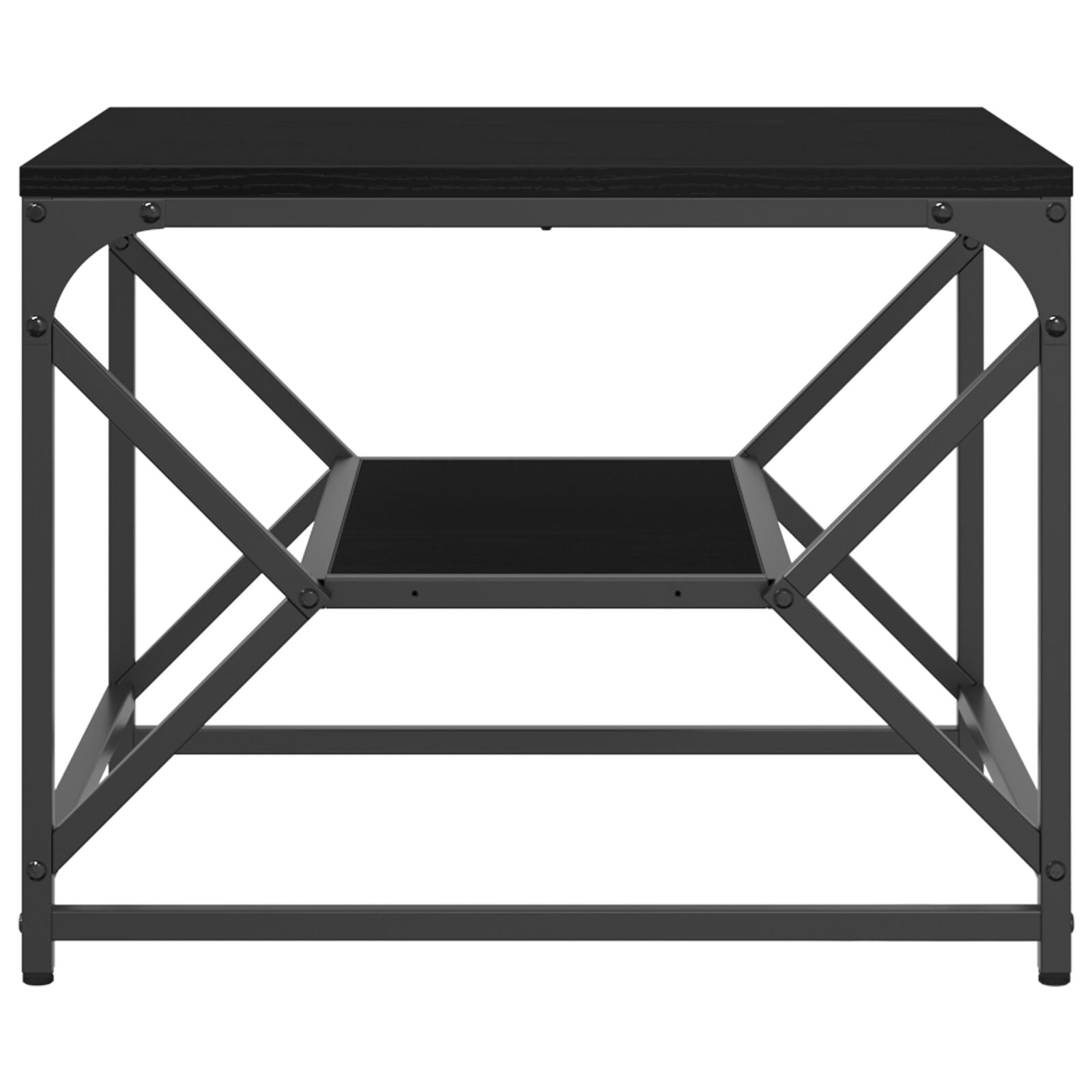 Sort eik kaffebord med hylle, 51x50x40 cm, laget av konstruert tre