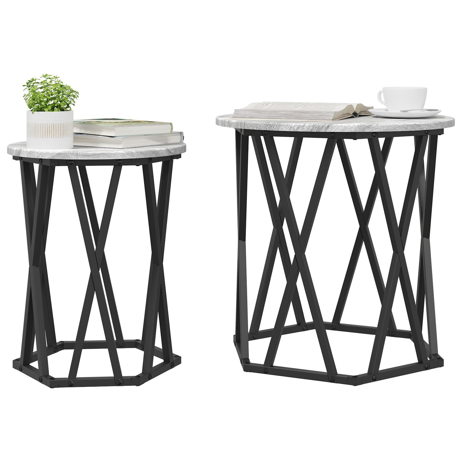 Sidebord 2 stk Grå Sonoma Konstruert Tre