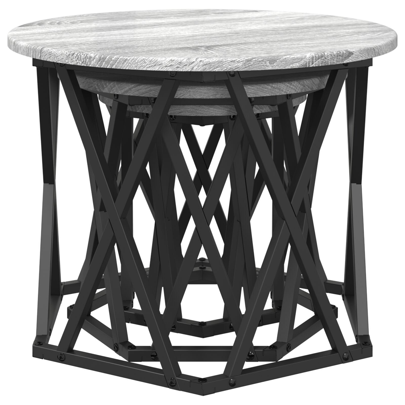 Nesting Side Tables 3 stk Grå Sonoma Konstruert Tre