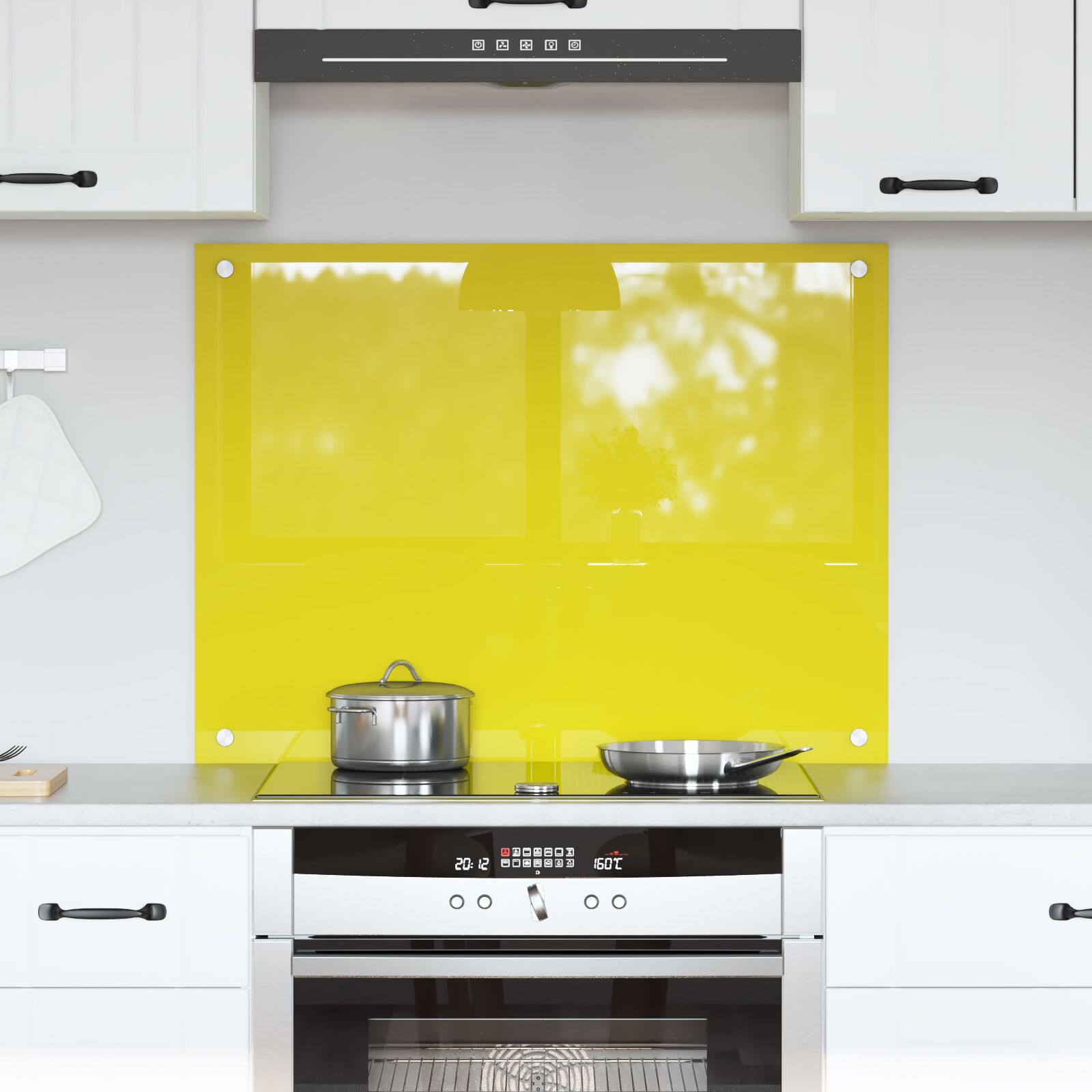 Kjøkken Backsplash Gul 80x60x0,6 cm Herdet Glass