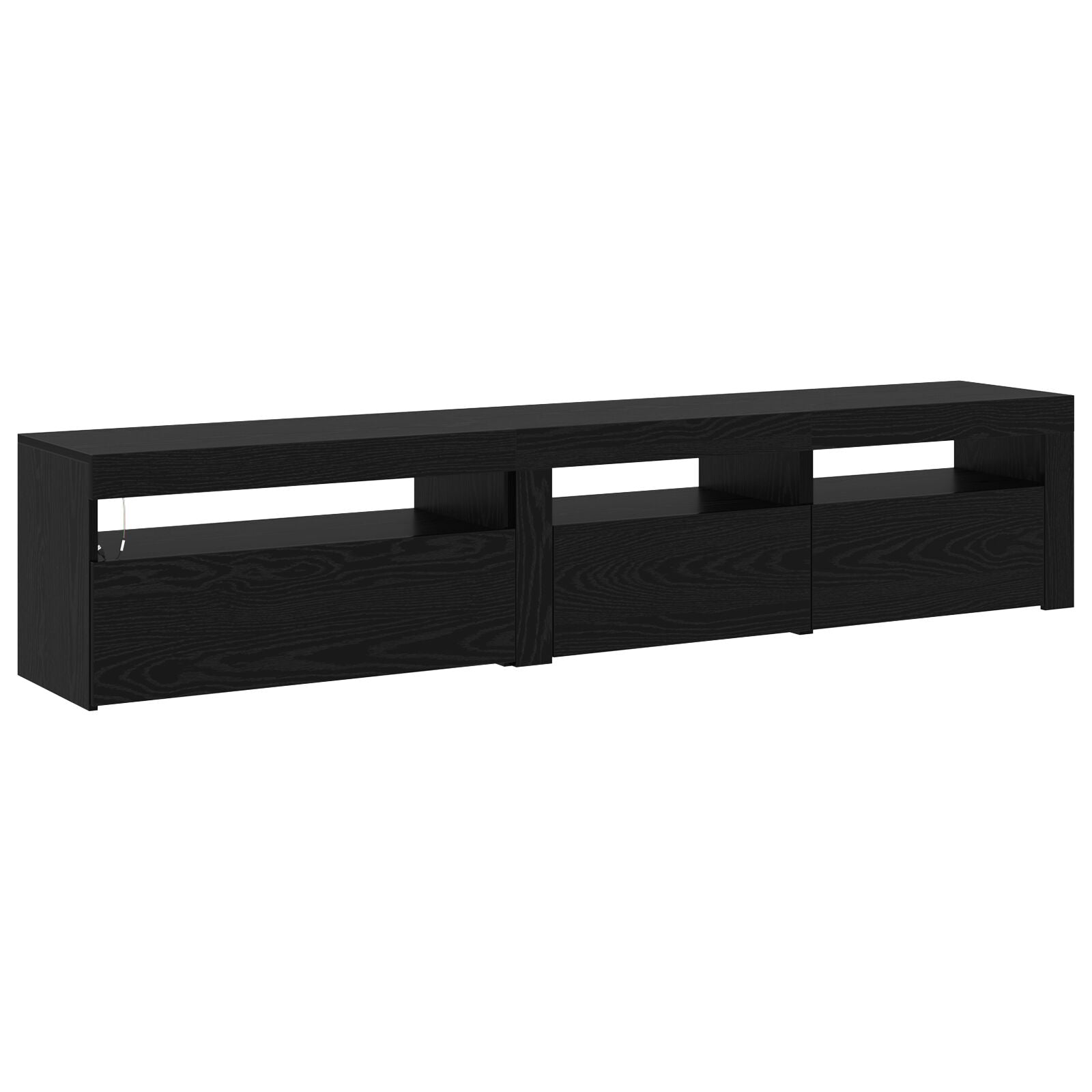 TV-stativer 2 stk med LED-lamper i svart eik og konstruert tre, vidaXL TV-stativ med LED-lamper - Svart eik - 195x35x40 cm - Laget av konstruert tre