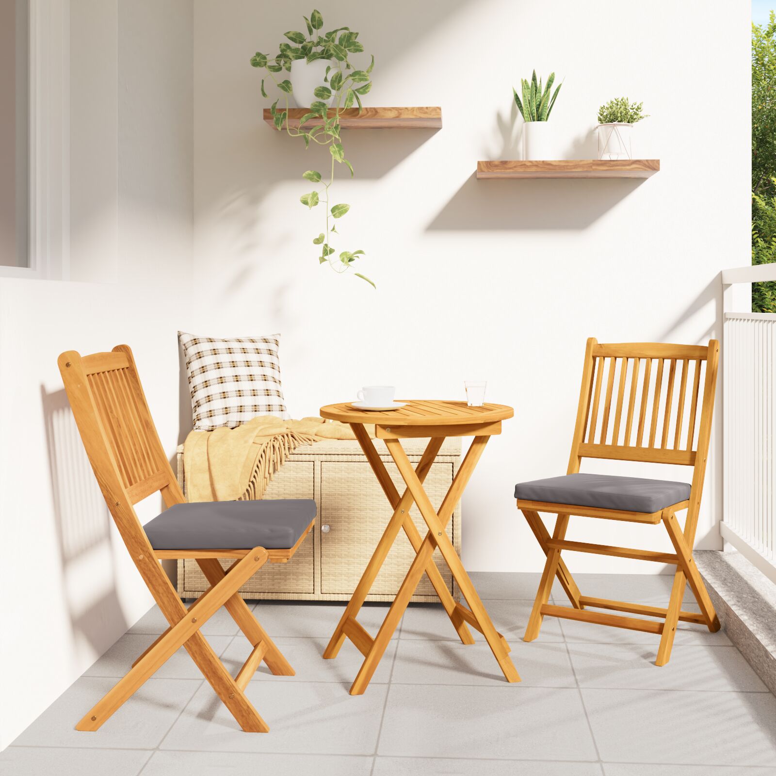 3-Delt Hage Bistro Set - Solid Akasietre