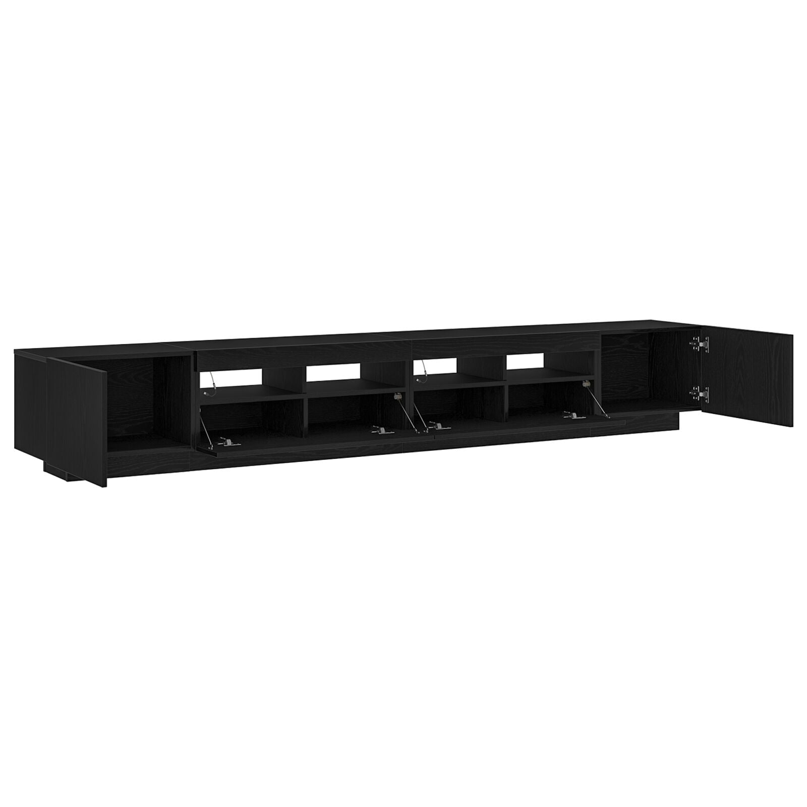 TV-skap med LED-lys i svart eik 260x35x40 cm av konstruert tre