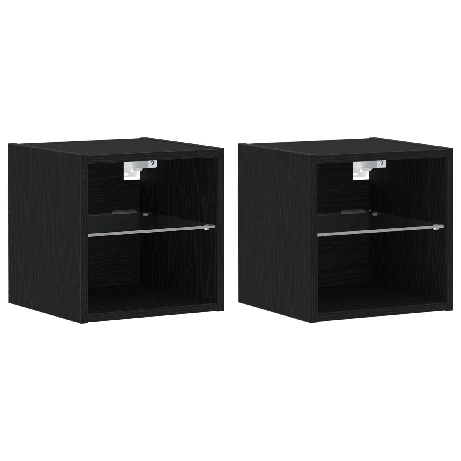 LED TV-skap 2 stk Svart Eik 30x28,5x30 cm Ingeniørtre