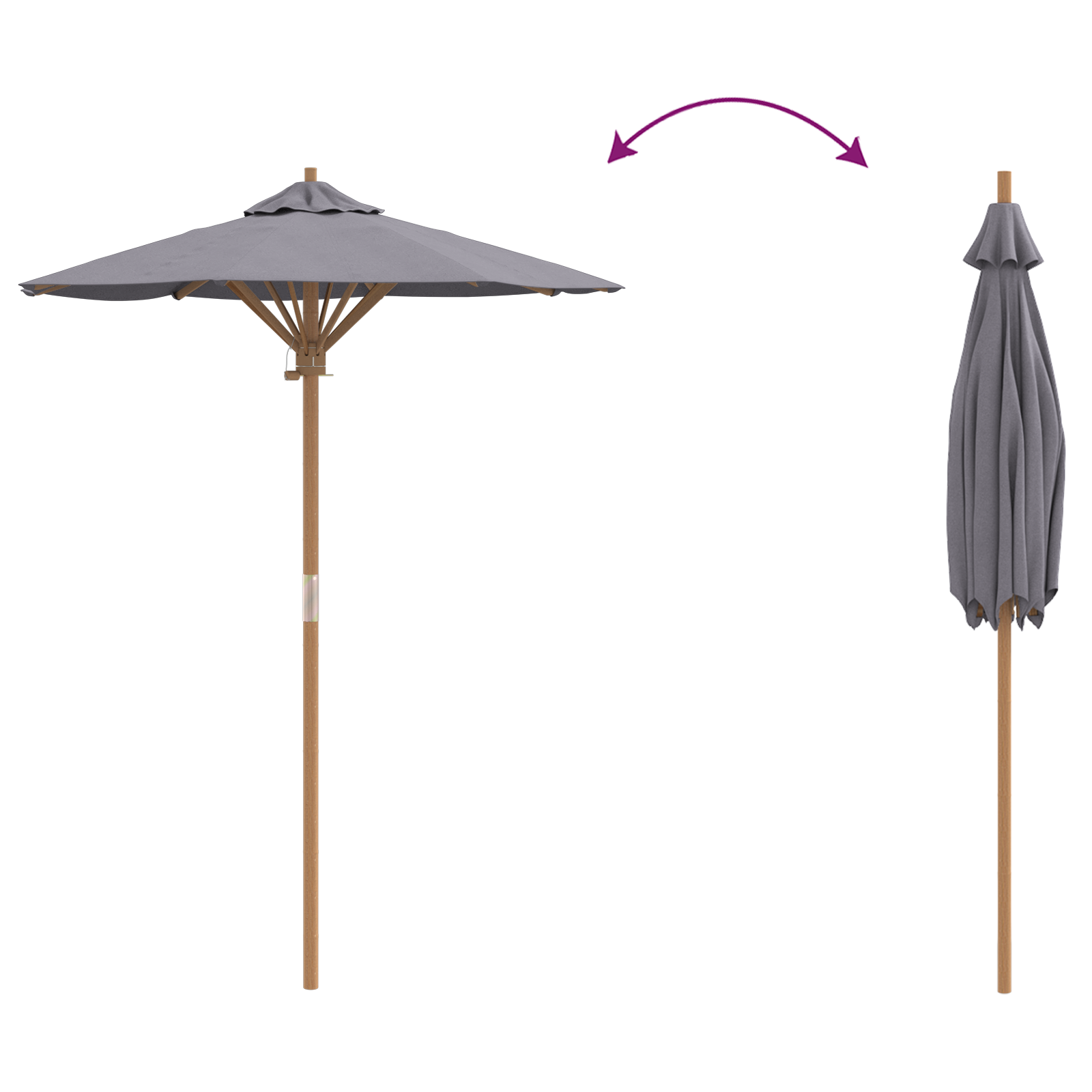 Hageparasol Mørk Grå 150X210 Cm Bambus