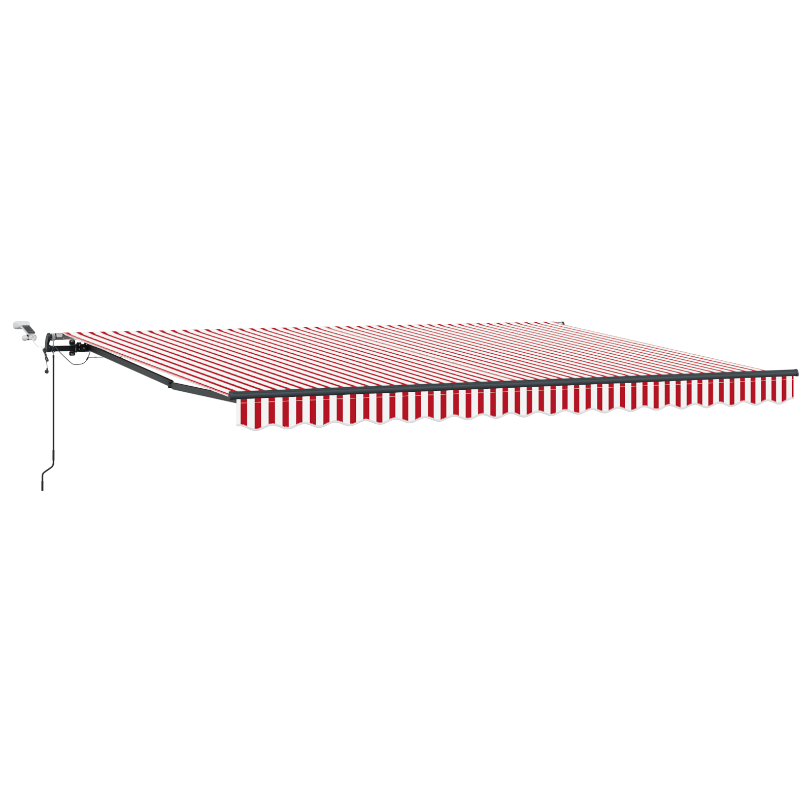 Automatisk Uttrekkbar Markise Med Led Rød Og Hvit Stripe 450X350 Cm